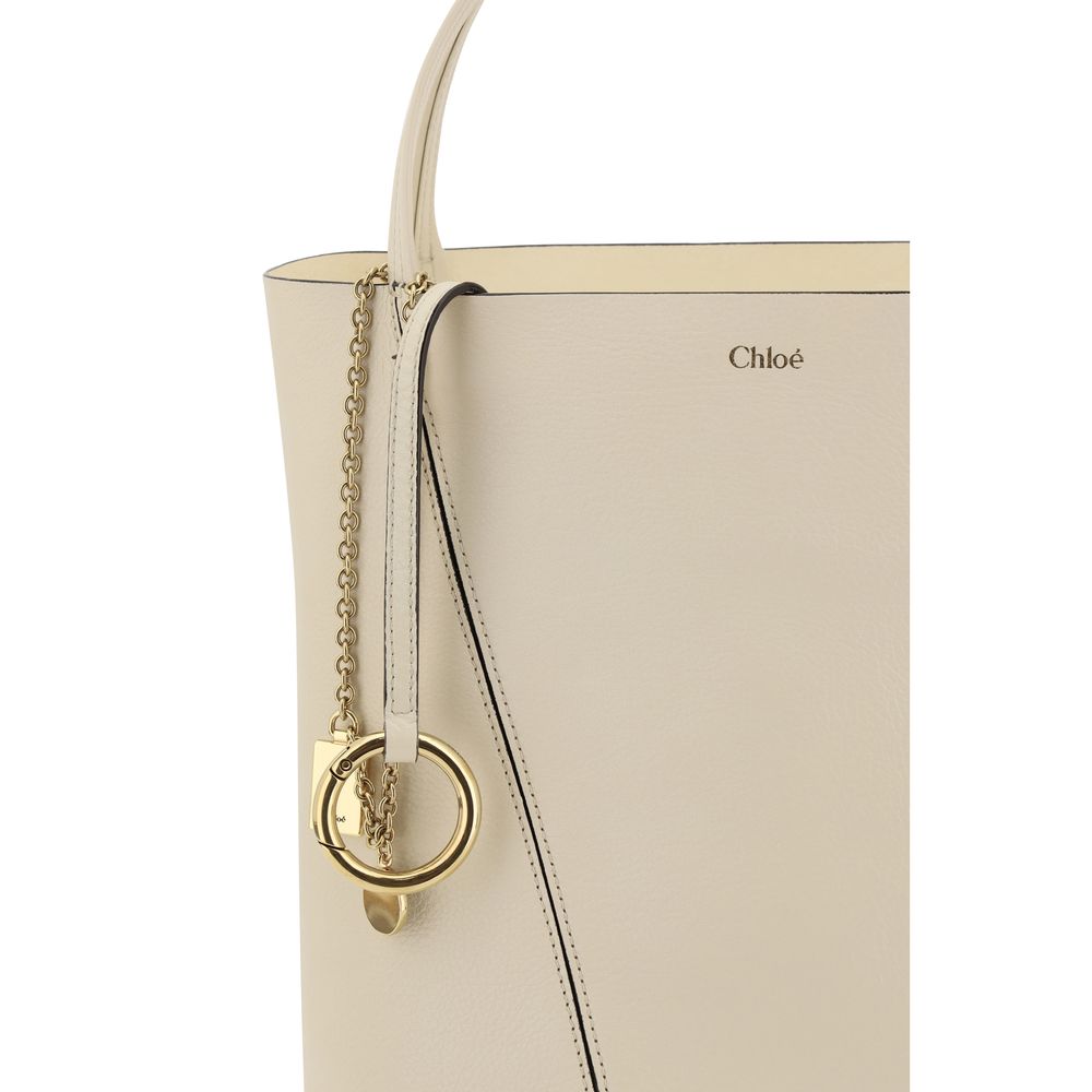 Detail of Chlo cream Spin grained luxury leather shoulder bag
