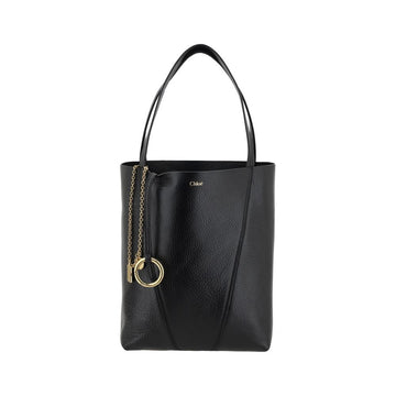 Chloé black grained calf leather Spin shoulder bag luxury designer handbag 