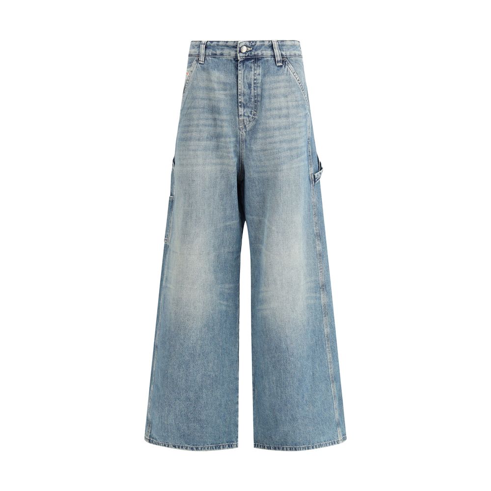 Front view of Diesel 1996 D Sire blue relaxed wide leg jeans