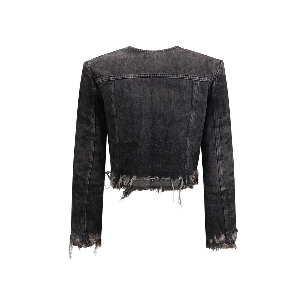 Diesel gray laser engraved denim jacket back view 