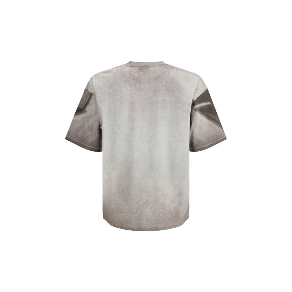 Front view of Diesel gray printed cotton streetwear logo tee