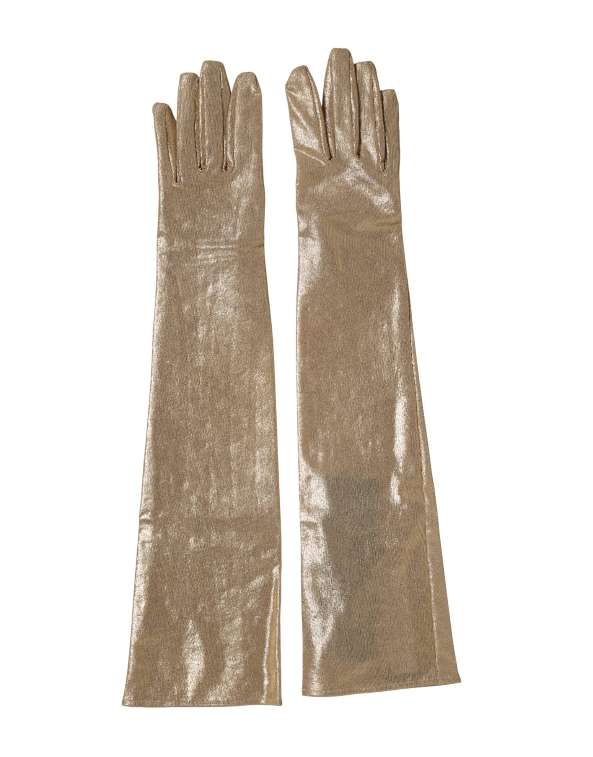 Dolce & Gabbana beige nylon elbow‑length mitten gloves by KILAUE
