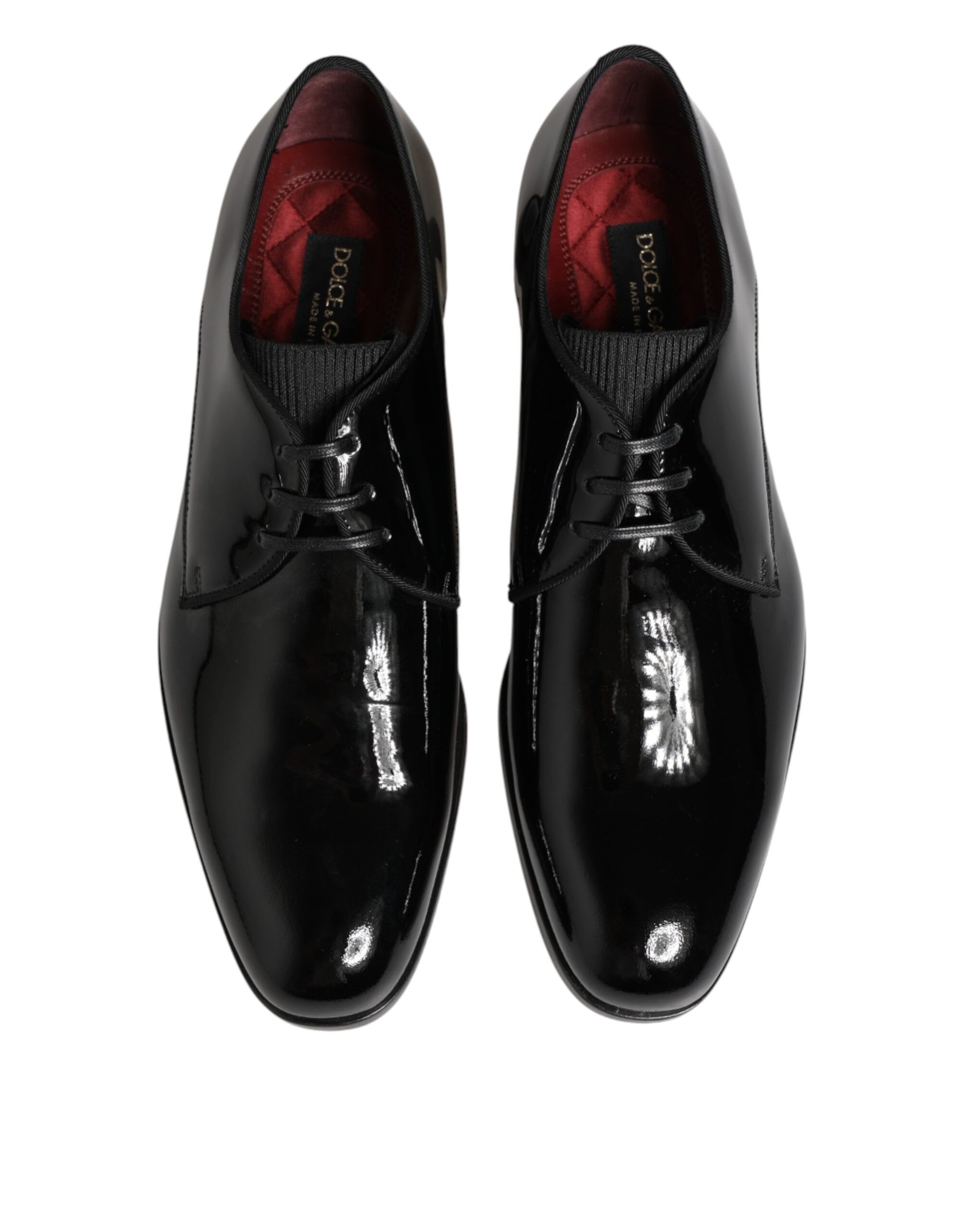 Front view of Dolce & Gabbana black calfskin leather Derby shoes by KILAUE
