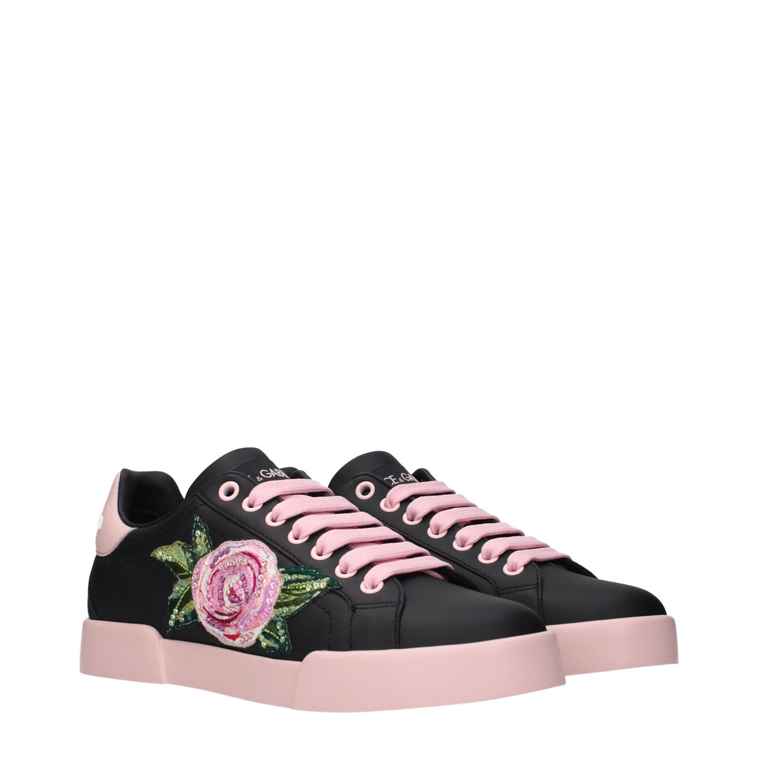 Dolce & Gabbana black leather sneakers by KILAUE
