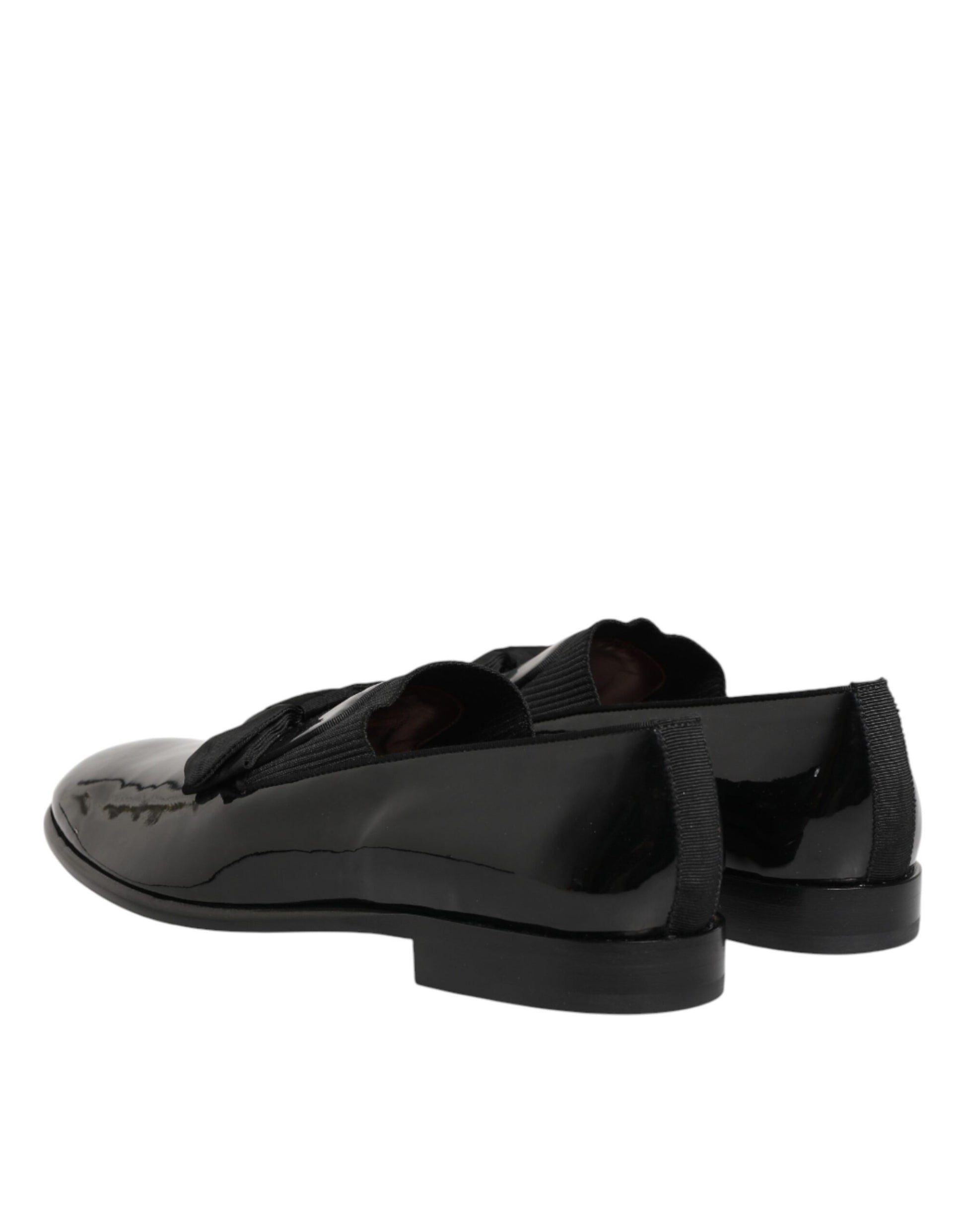 Back view of Dolce & Gabbana black polished leather dress loafers by KILAUE
