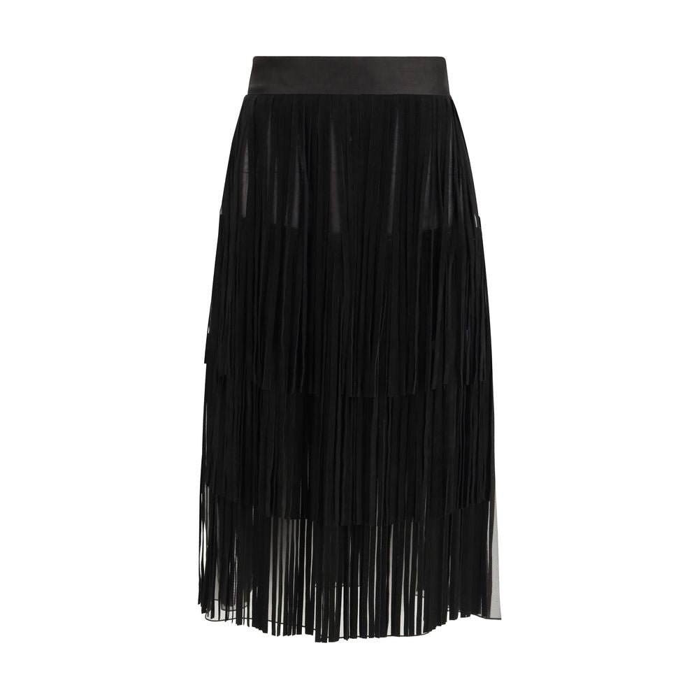 Front view of Dolce & Gabbana black silk organza evening skirt