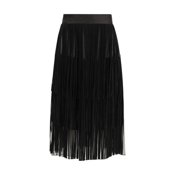 Front view of Dolce & Gabbana black silk organza evening skirt