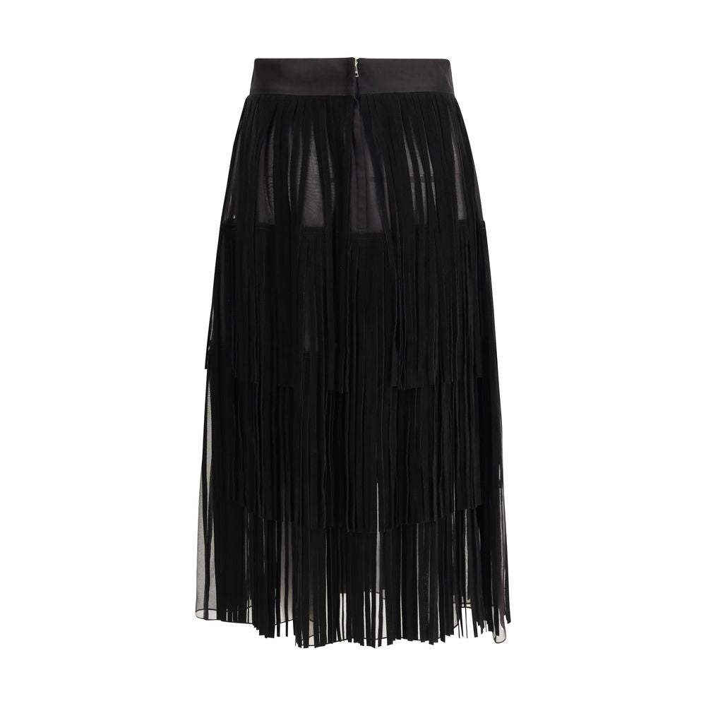 Side view of Dolce & Gabbana black silk organza evening skirt
