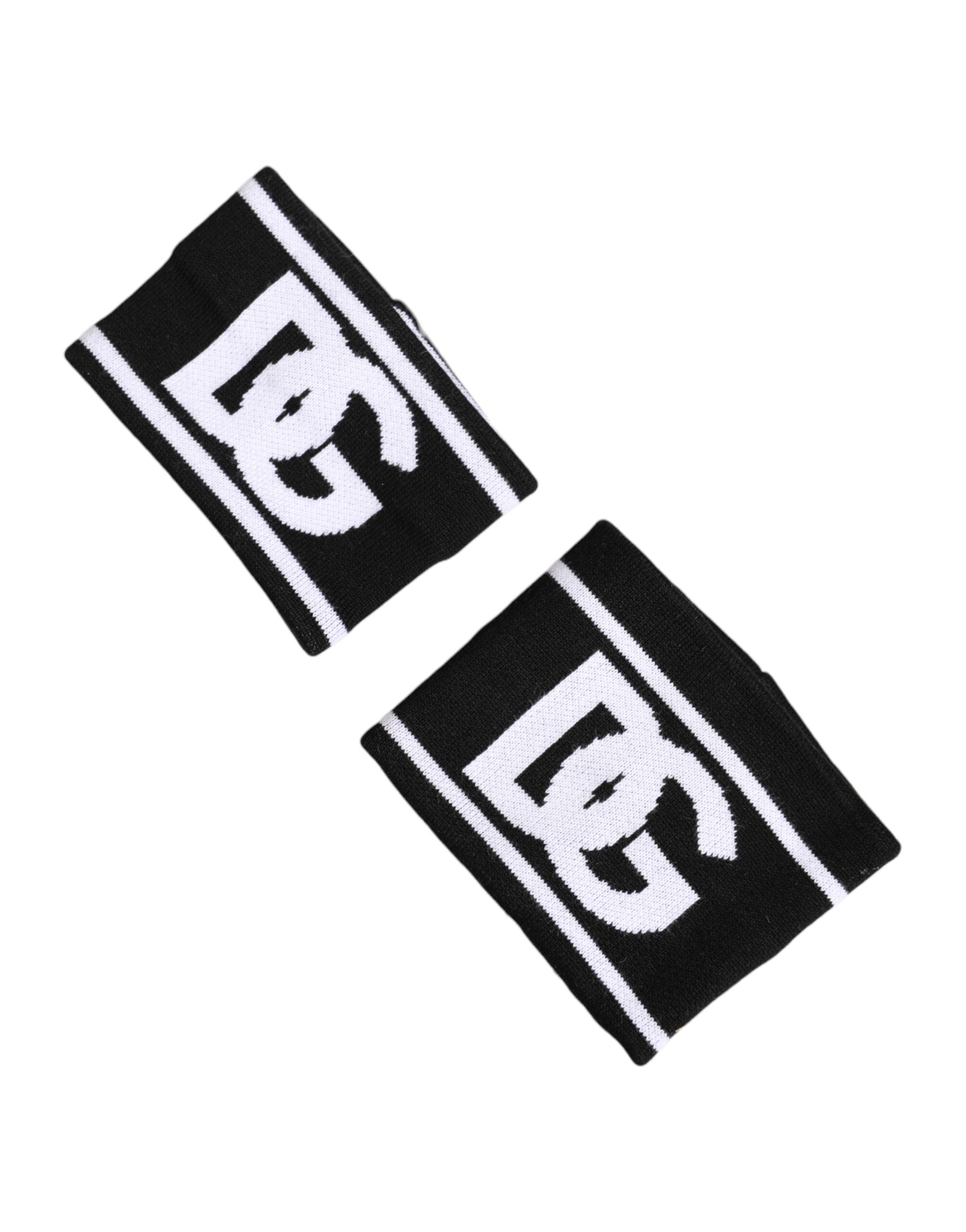 Front view of Dolce & Gabbana black and white DG logo cotton wristband set by KILAUE
