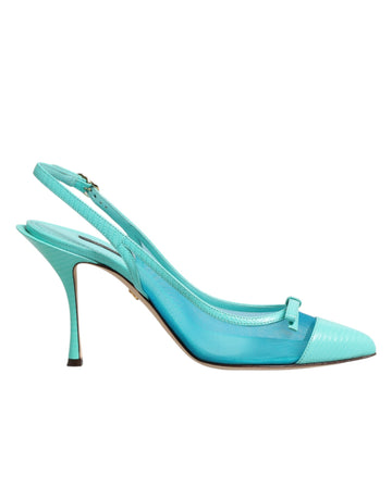 Dolce & Gabbana blue leather mesh slingback