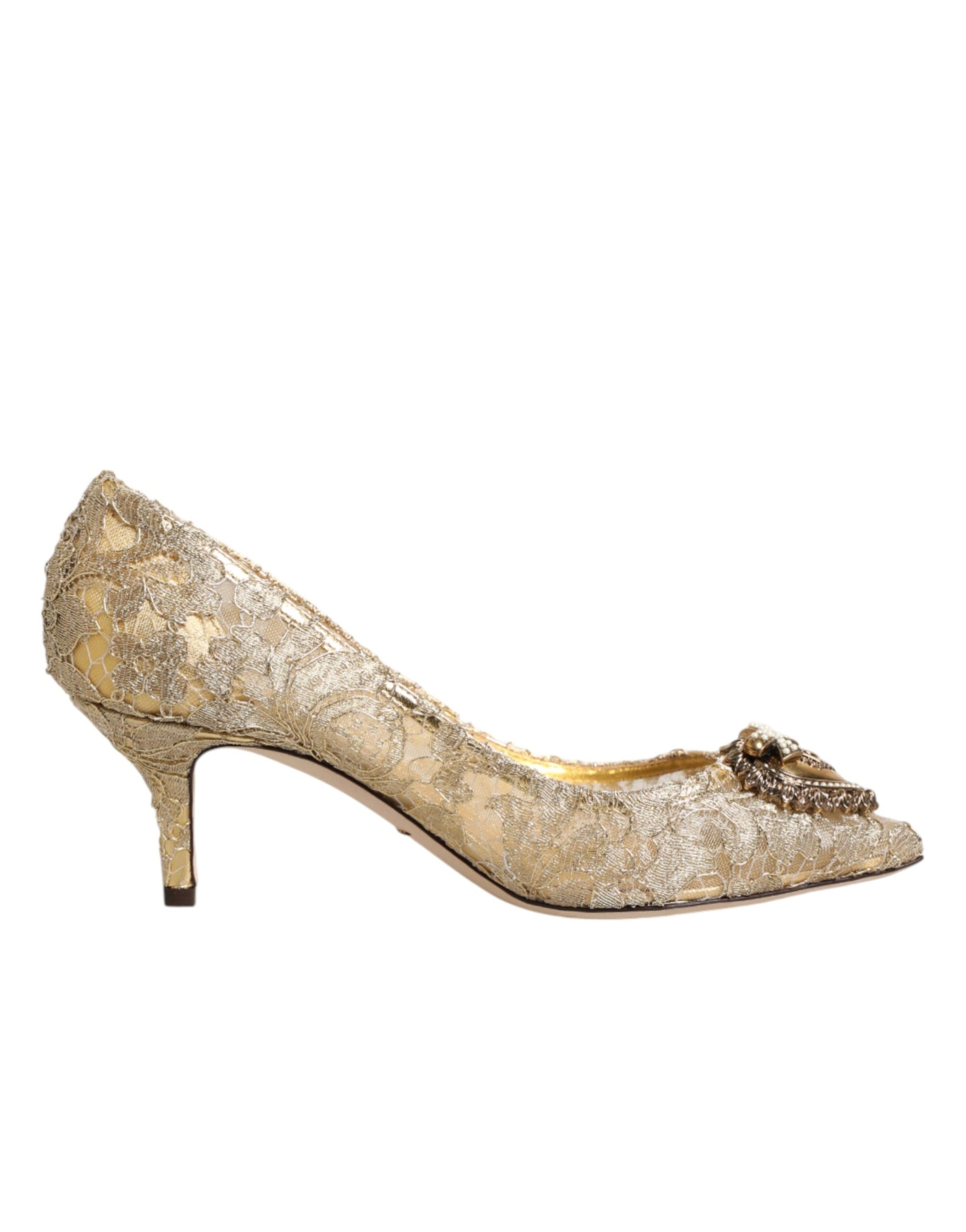 Dolce & Gabbana gold lace Devotion pumps by KILAUE
