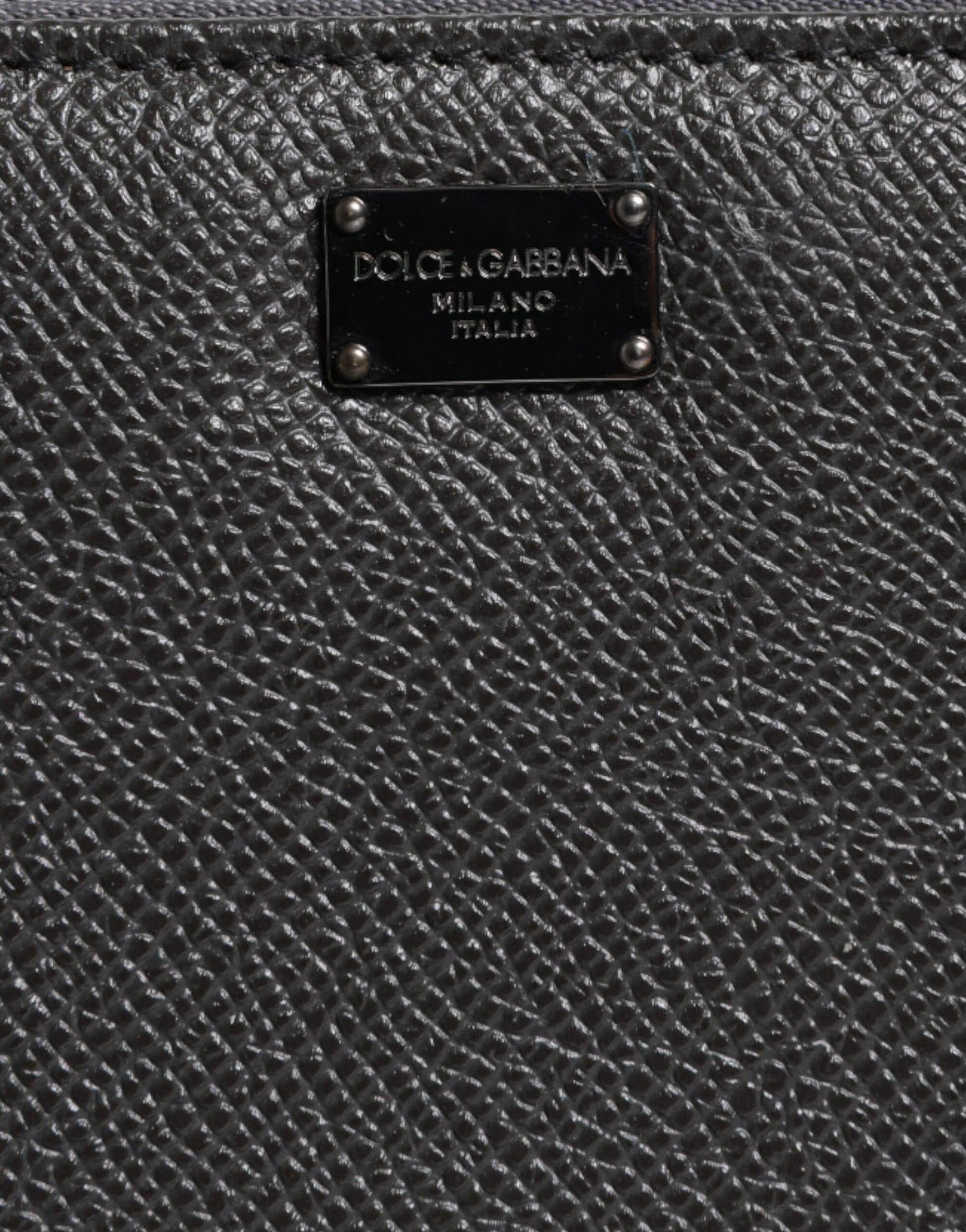 Back view of Dolce & Gabbana dark gray leather DG logo zip-around continental wallet