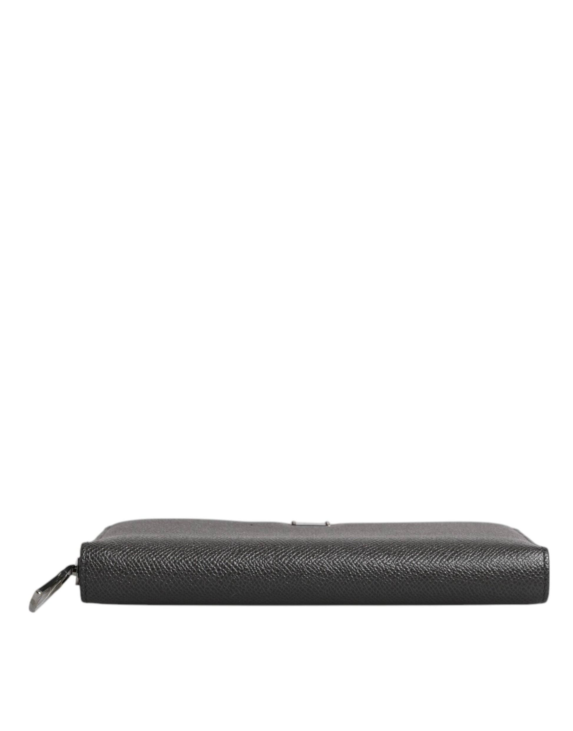 Back view of Dolce & Gabbana dark gray leather DG logo