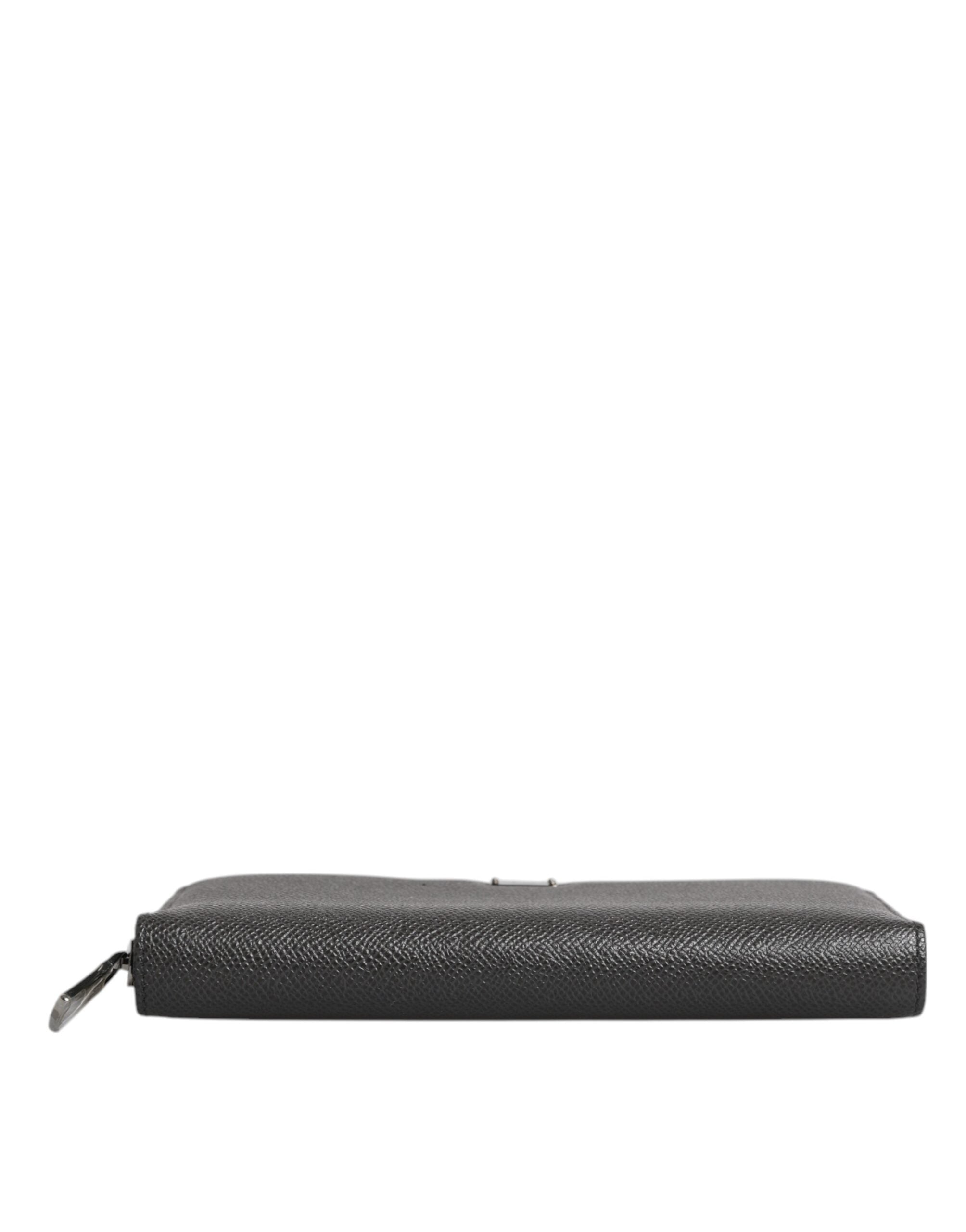 Back view of Dolce & Gabbana dark gray leather DG logo