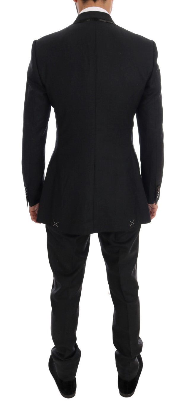 Front view of Dolce & Gabbana gray virgin wool 3-piece suit by KILAUE