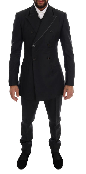 Dolce & Gabbana gray virgin wool 3-piece suit double breasted by KILAUE
