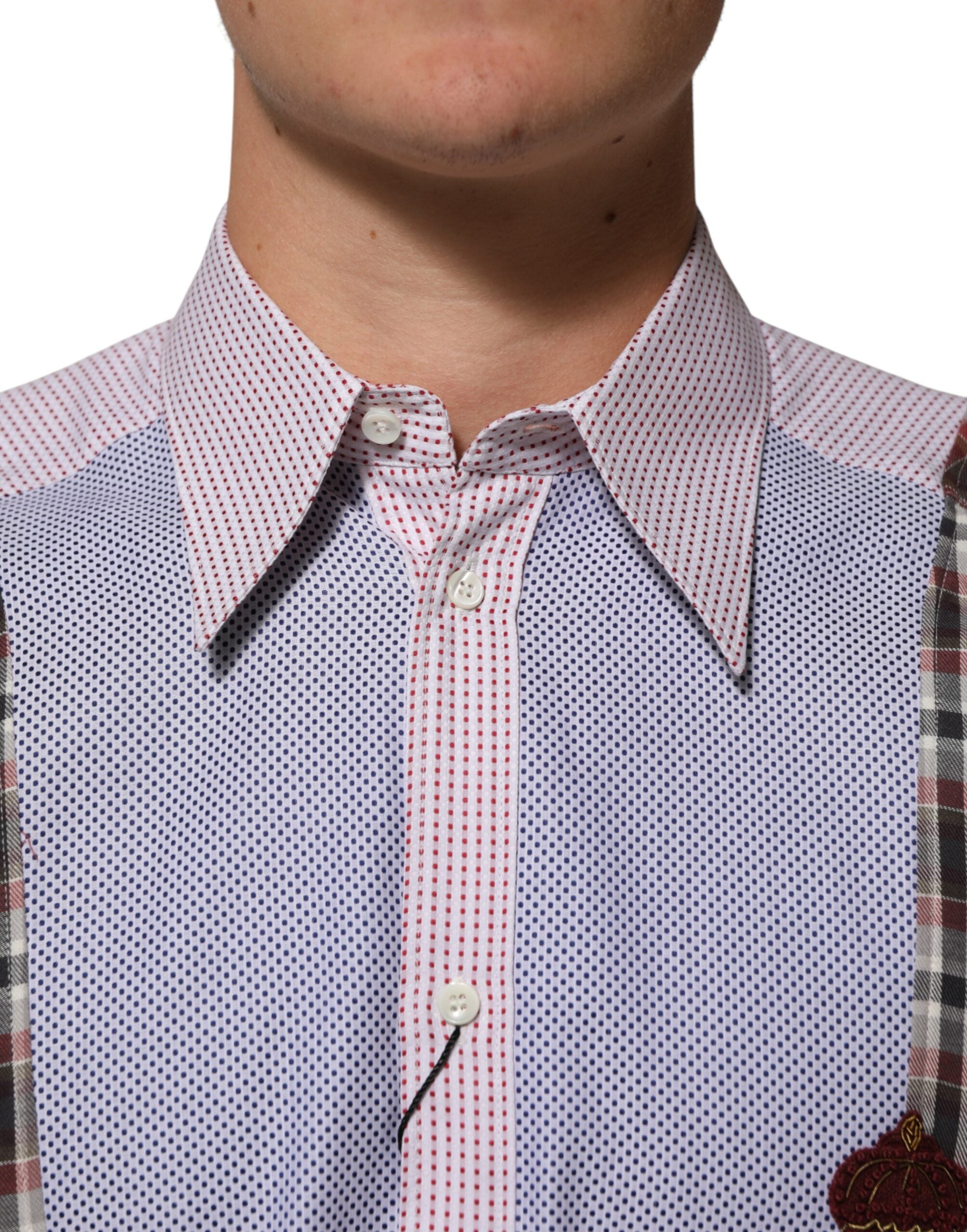 Back view of Dolce & Gabbana multicolor checkered cotton shirt by KILAUE
