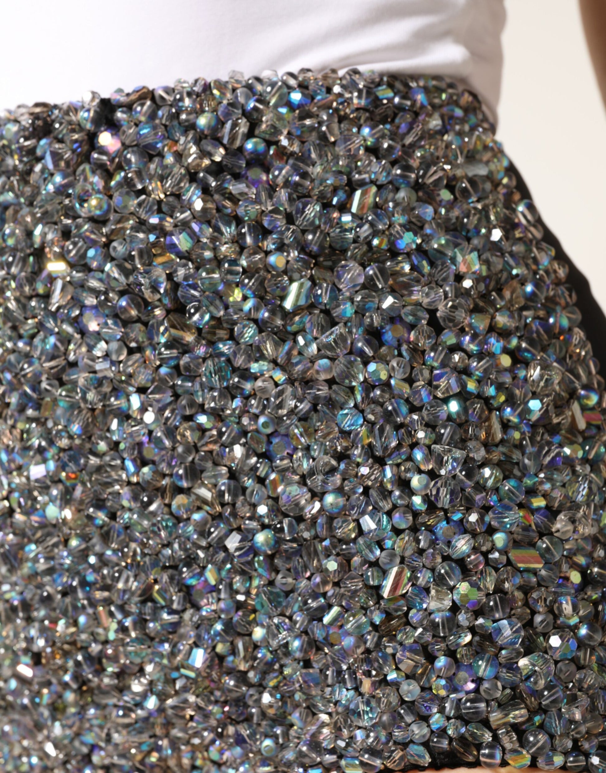 Back view of Dolce & Gabbana multicolor embellished high‑waist hot