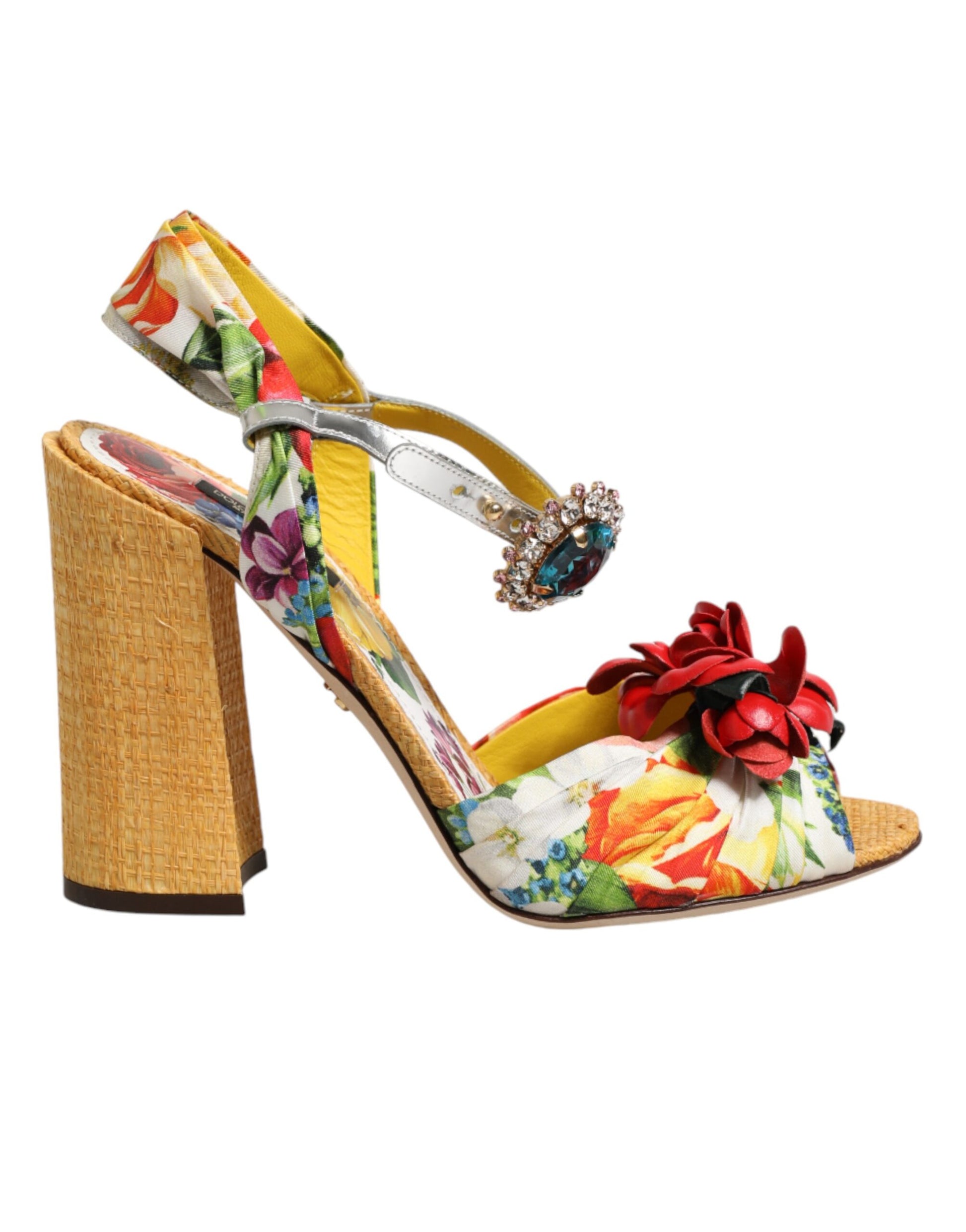 Dolce & Gabbana multicolor floral crystal embellished sandals by KILAUE

