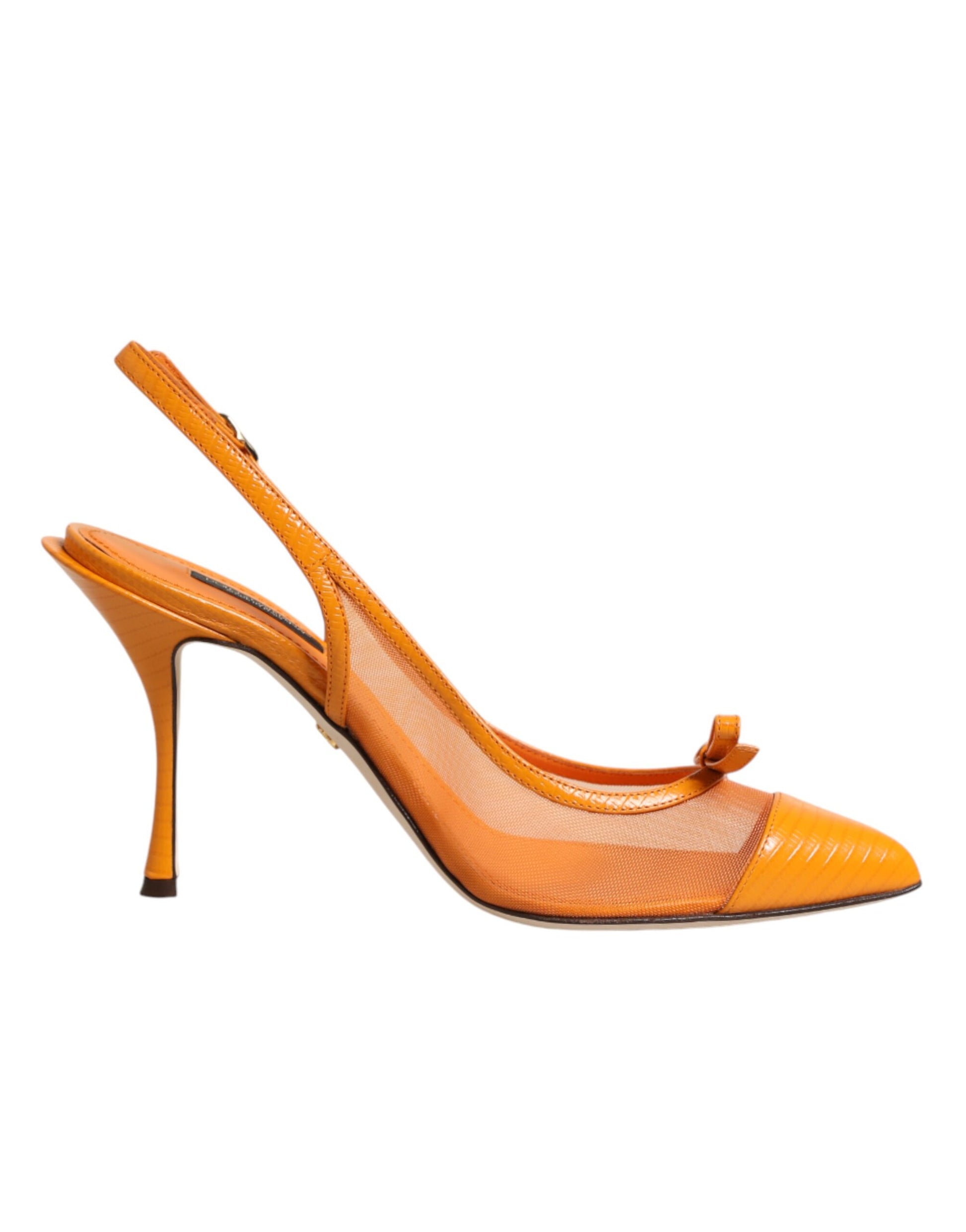 Dolce & Gabbana orange leather mesh slingback heels by KILAUE
