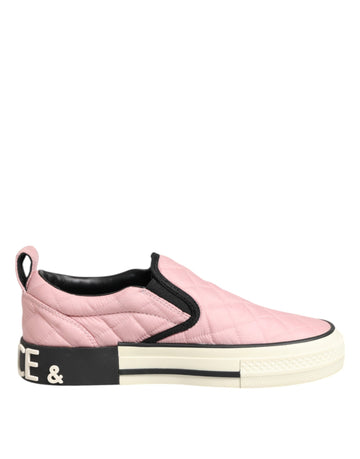 Dolce & Gabbana pink quilted nylon slip-on sneakers by KILAUE
