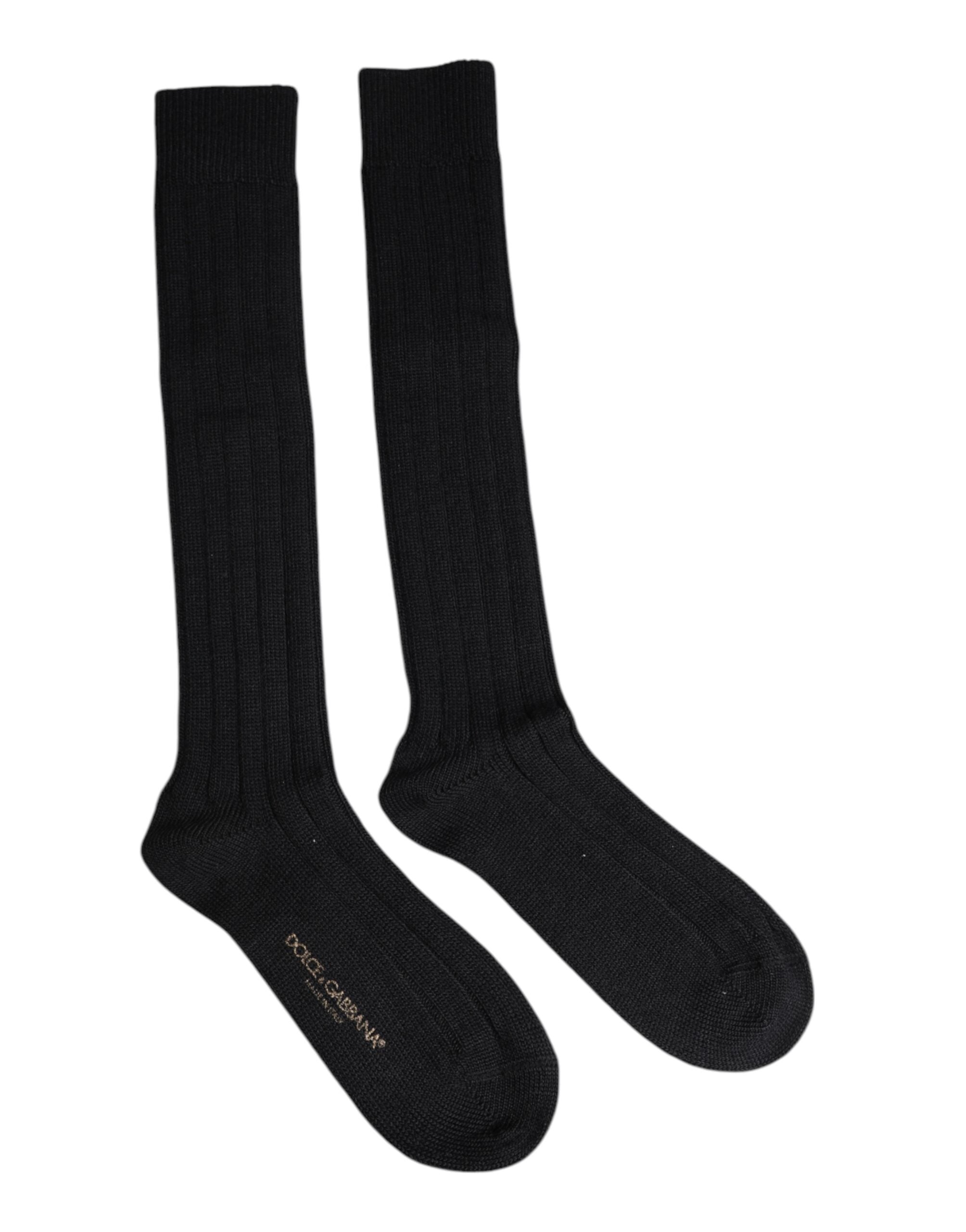 Black over the calf designer socks by Dolce & Gabbana