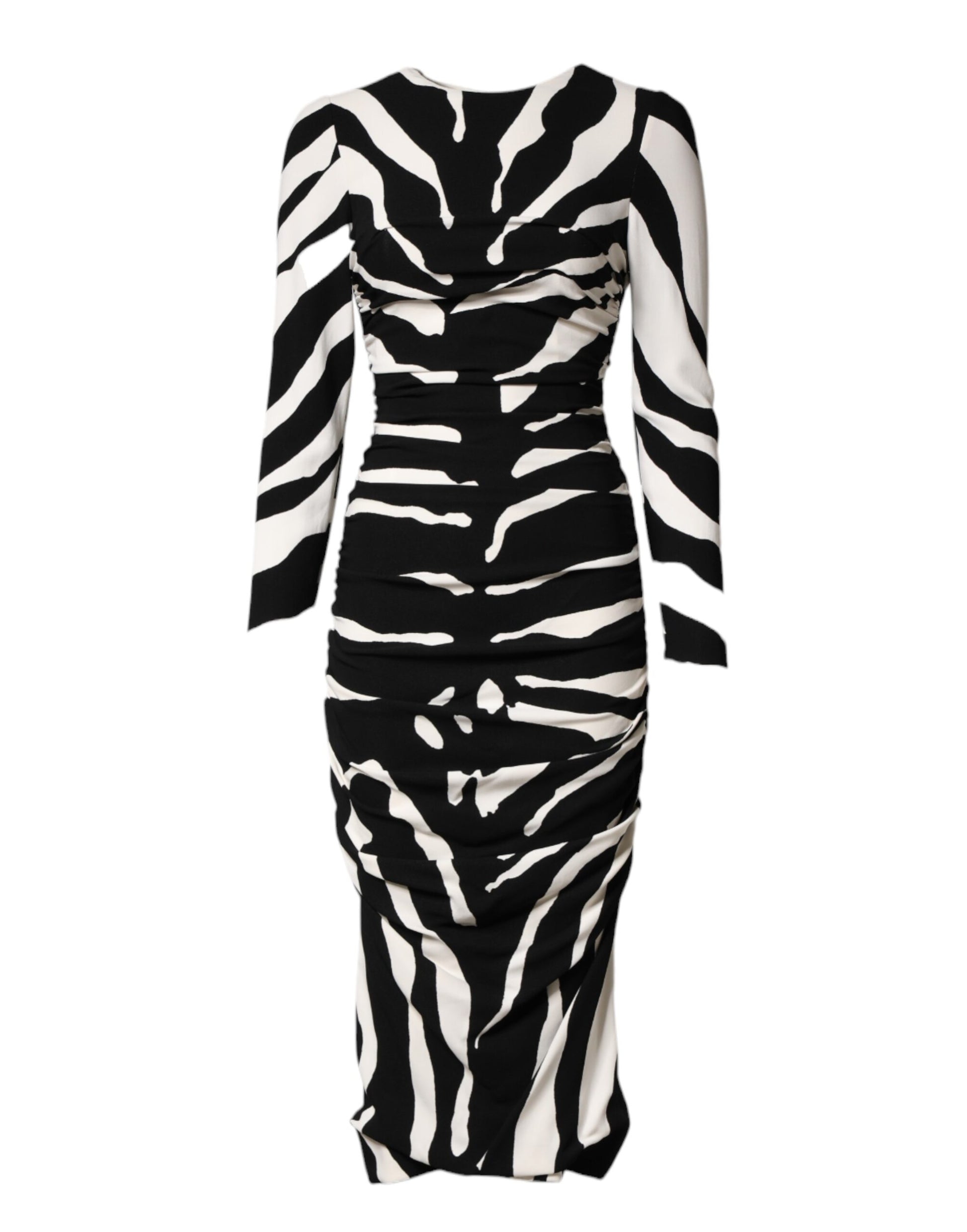 Dolce & Gabbana zebra print silk blend sheath midi