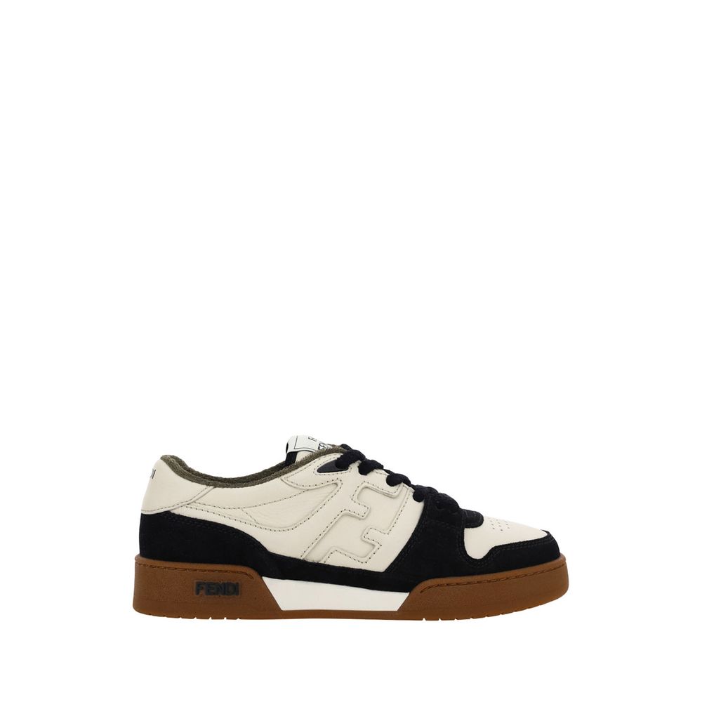 Front view of Fendi black calf leather chunky sneakers