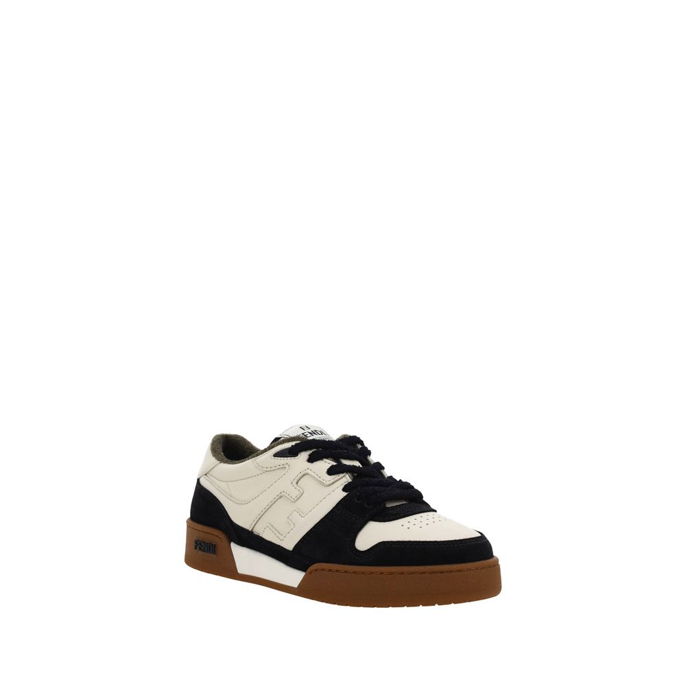 Front view of Fendi black calf leather chunky sneakers