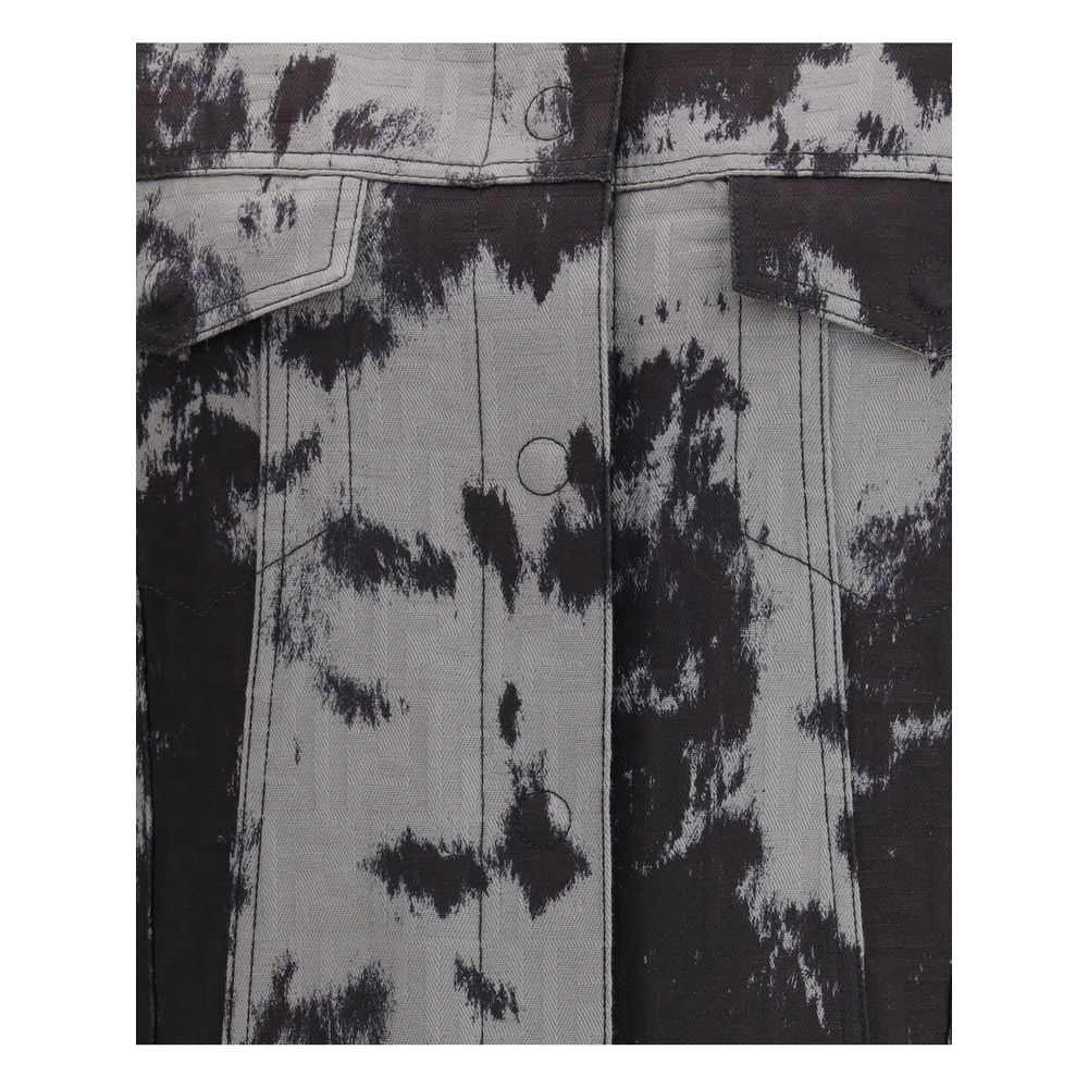 Back view of Fendi black FF Animalier denim jacket