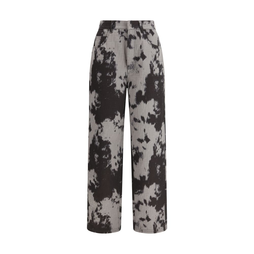 Front view of Fendi black FF Animalier straight leg jeans