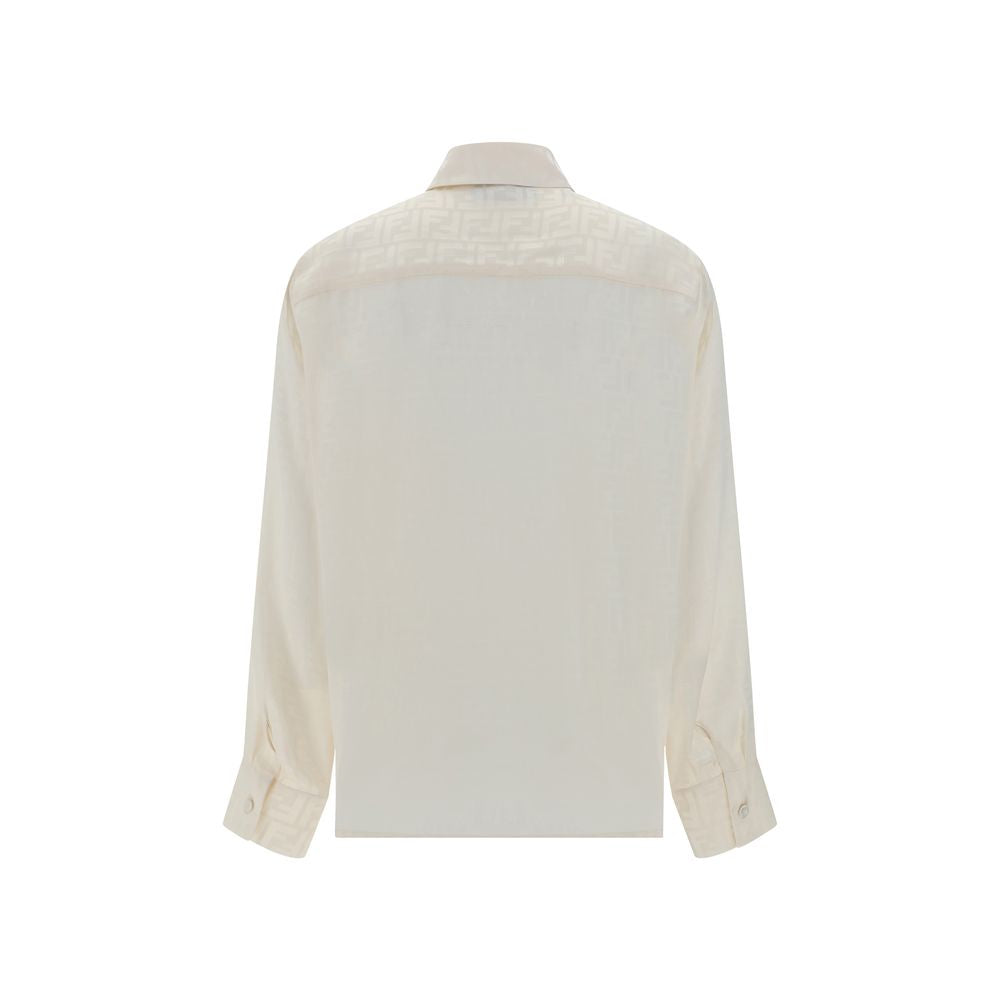 Fendi white silk FF monogram shirt front view