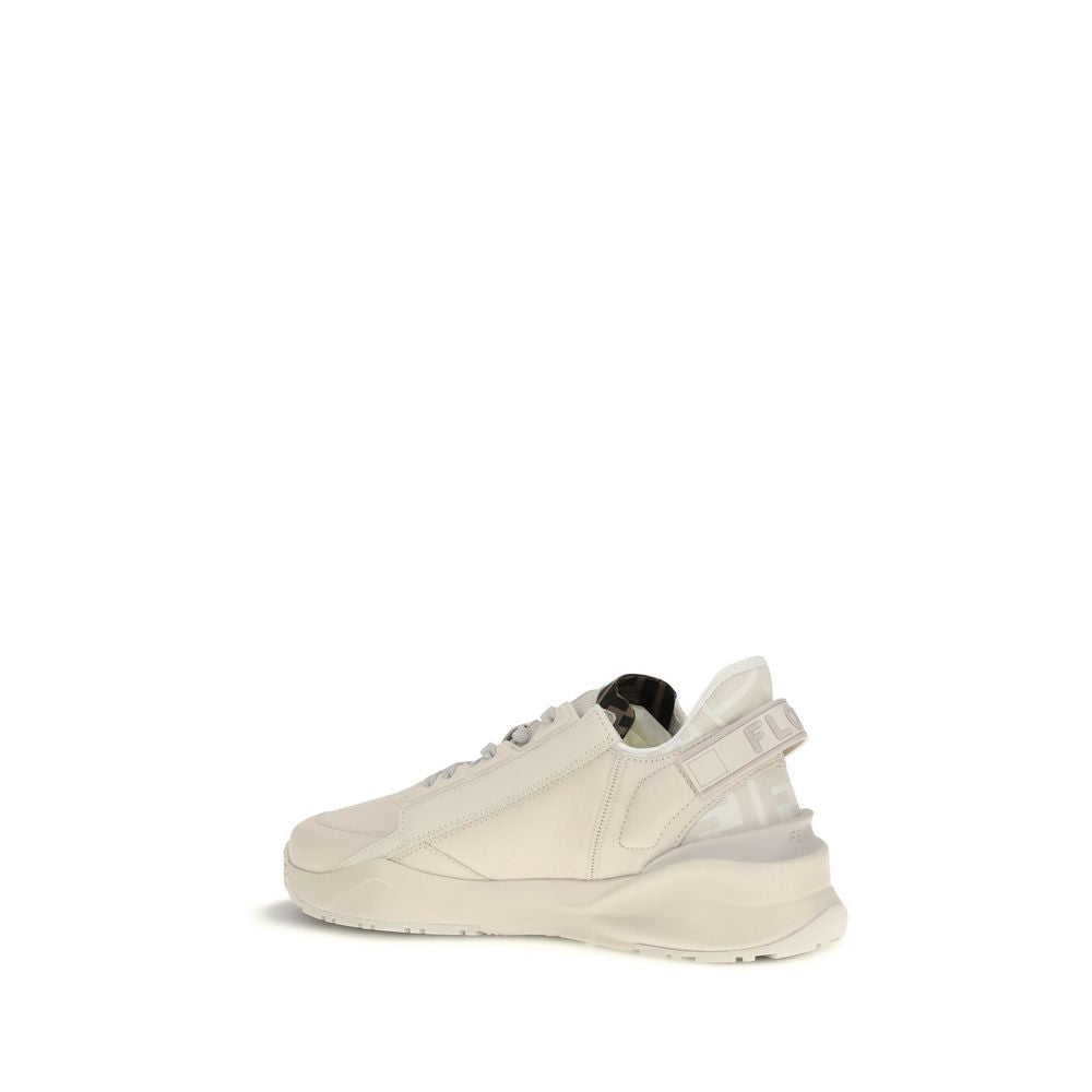 Back view of Fendi Flow cream mixed media sneakers