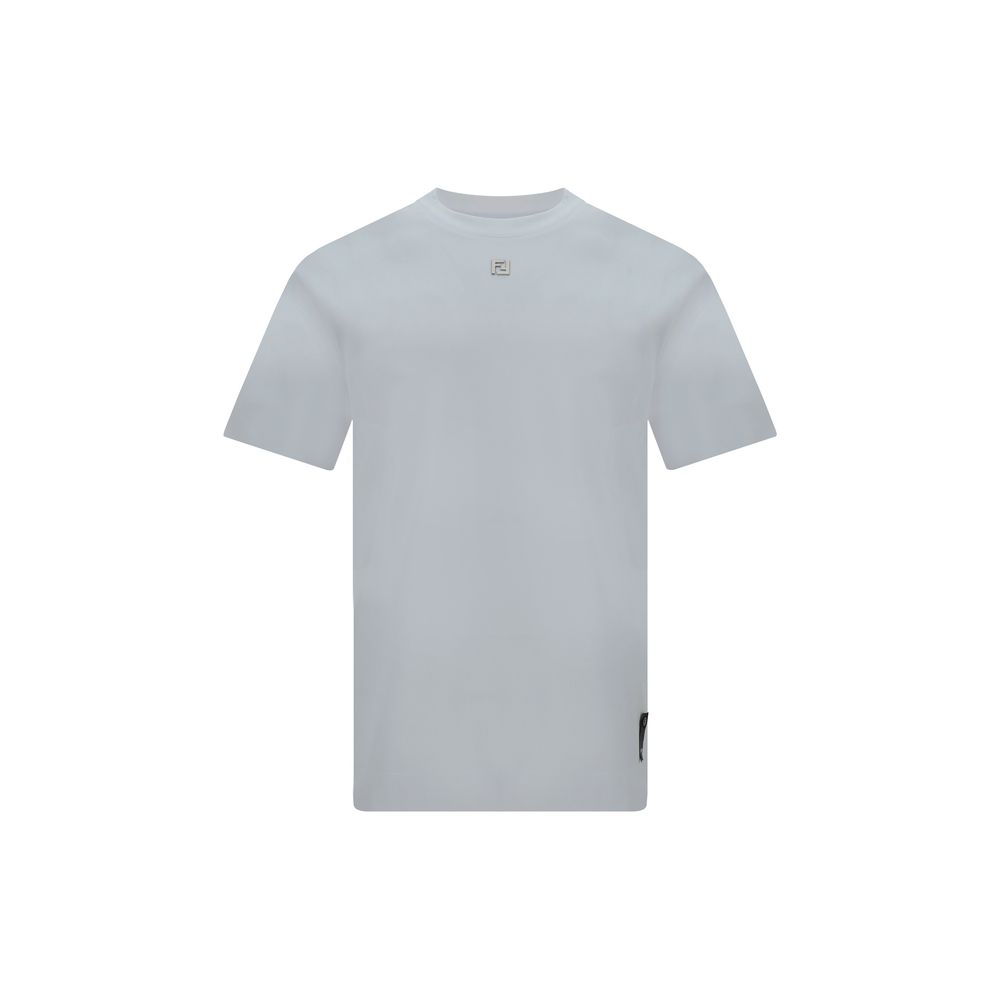 Fendi men’s white cotton T-shirt with contrast FF logo patch
