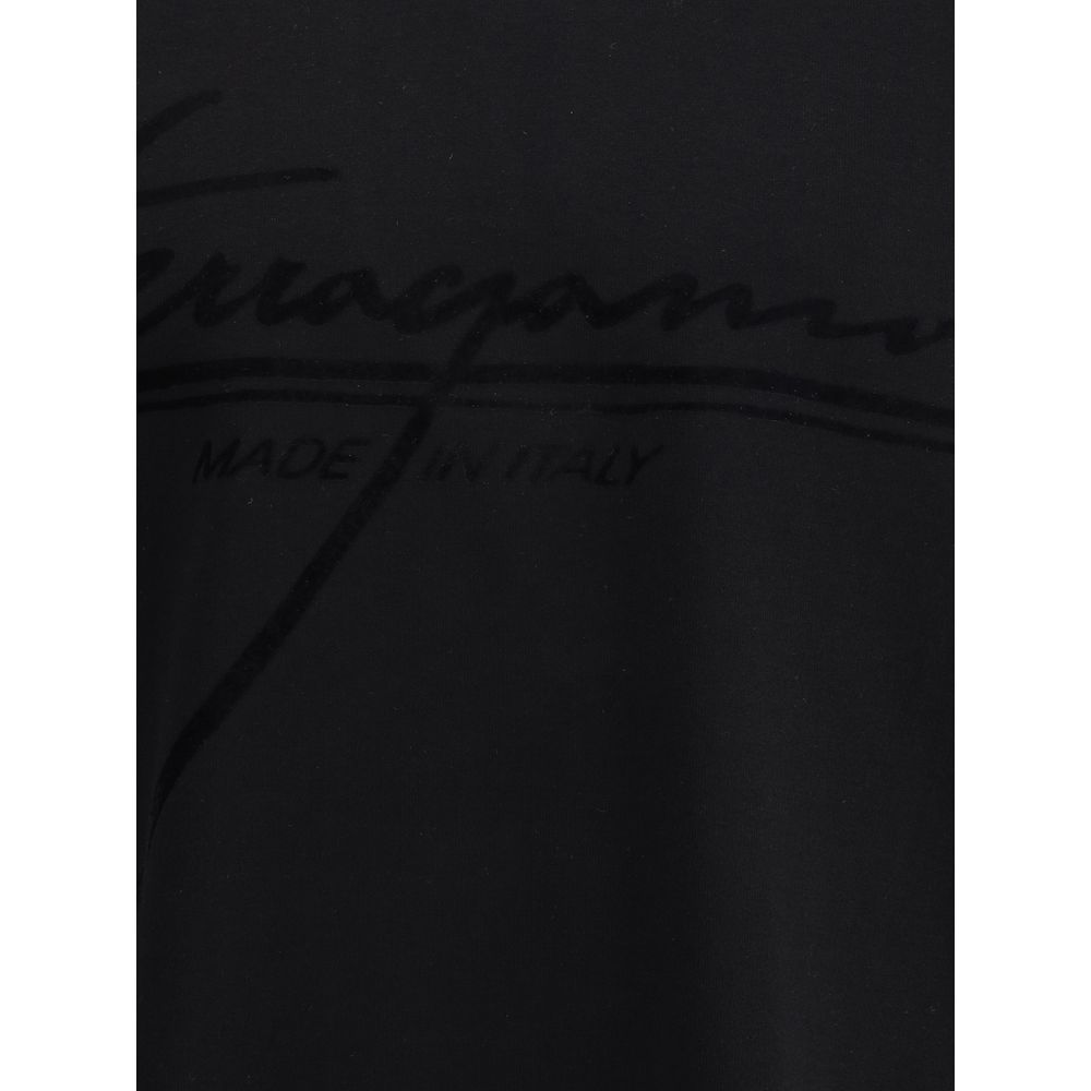 Back view of Ferragamo black cotton luxury logo T shirt