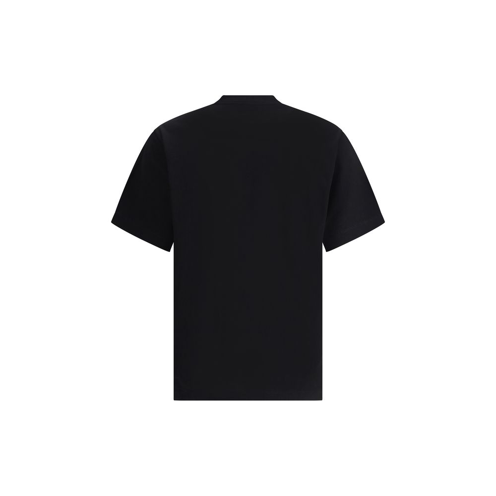 Side view of Ferragamo black cotton luxury logo T shirt