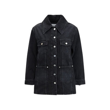 GANNI black washed denim jacket organic cotton urban outerwear
