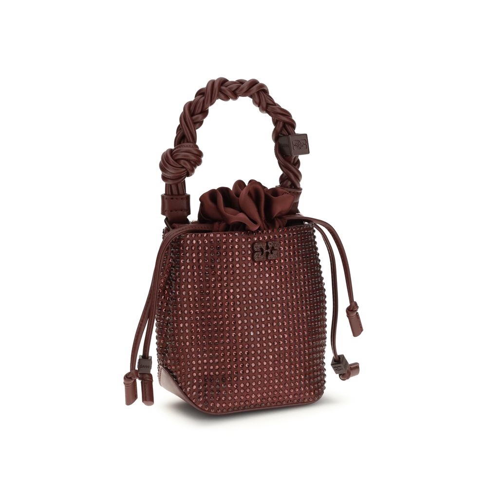 GANNI Bordeaux Mini Bou Buckle Bag rhinestone-studded recycled handbag