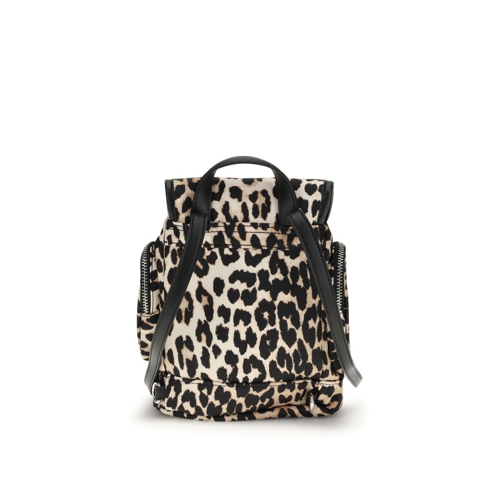 GANNI leopard print travel backpack front view