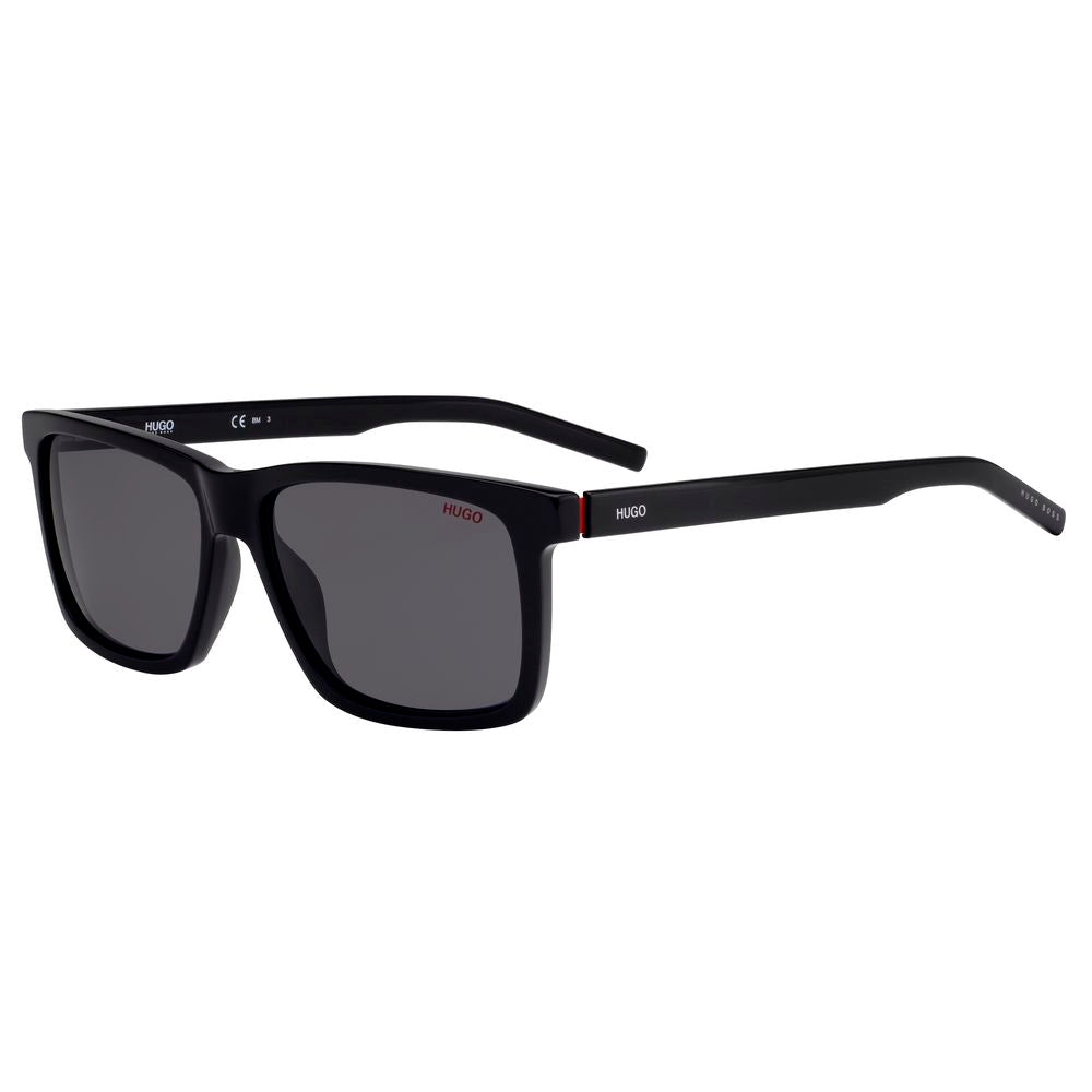 Front view of Hugo by Hugo Boss black red acetate sunglasses