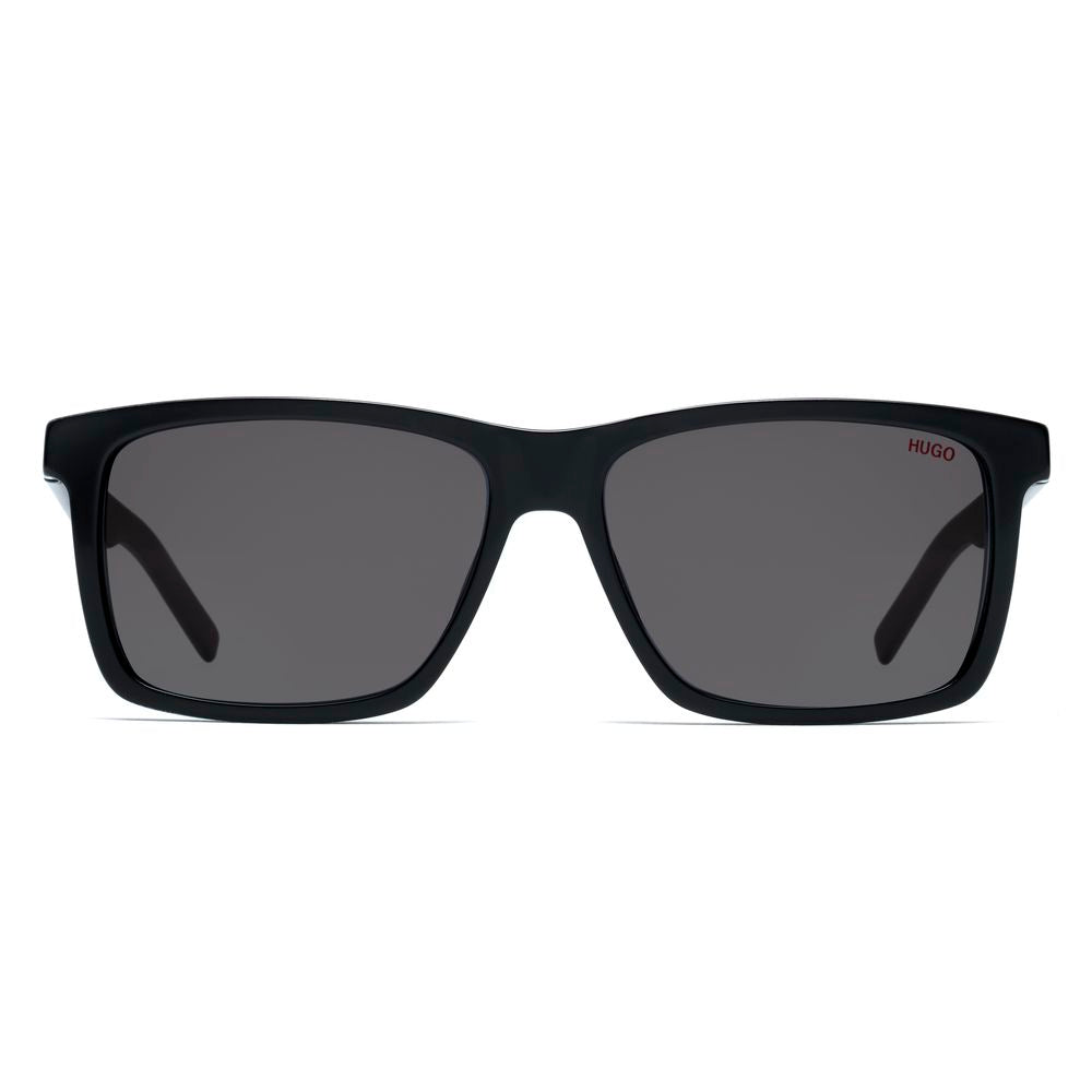 Side view of Hugo by Hugo Boss black red acetate sunglasses