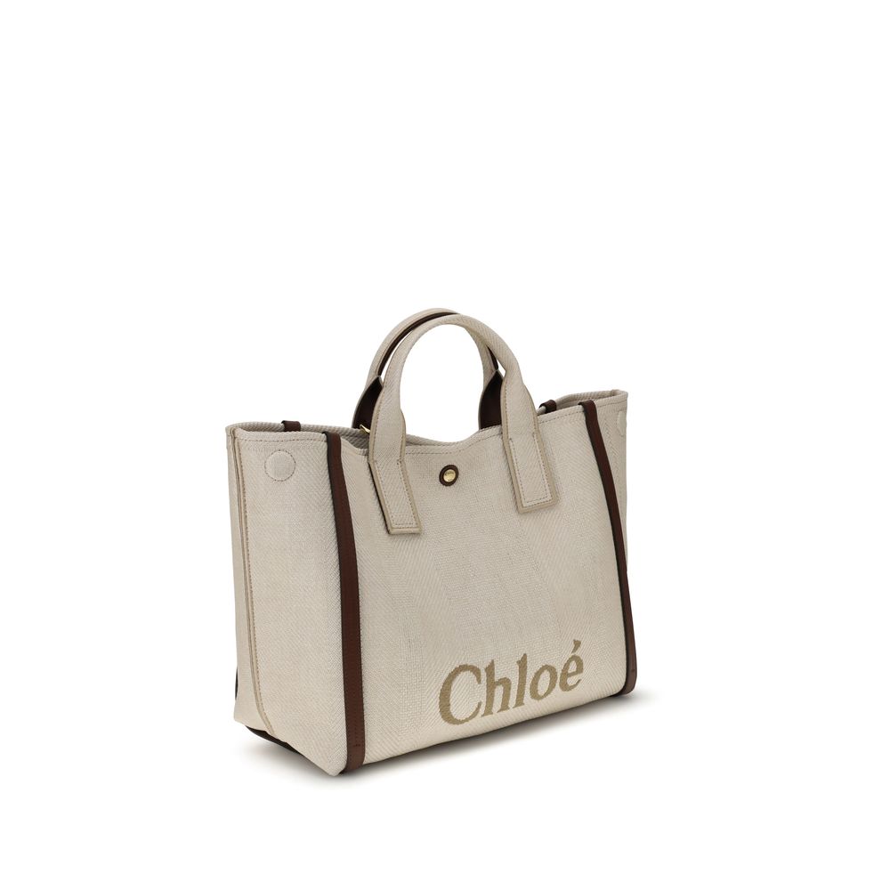 Kilaue Chloé medium cotton leather tote bag worn on shoulder
