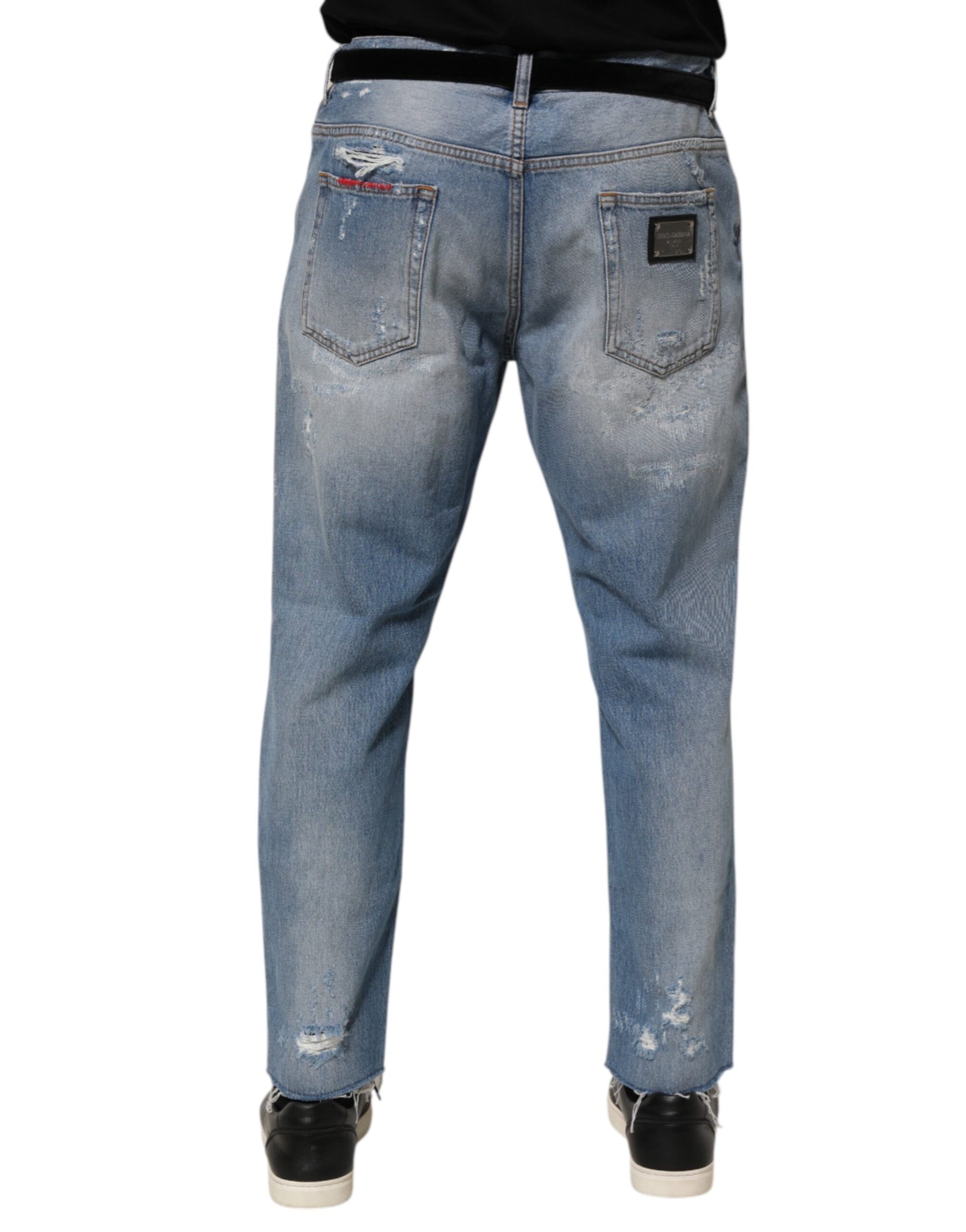 Kilaue Dolce & Gabbana blue distressed slim fit jeans side view
