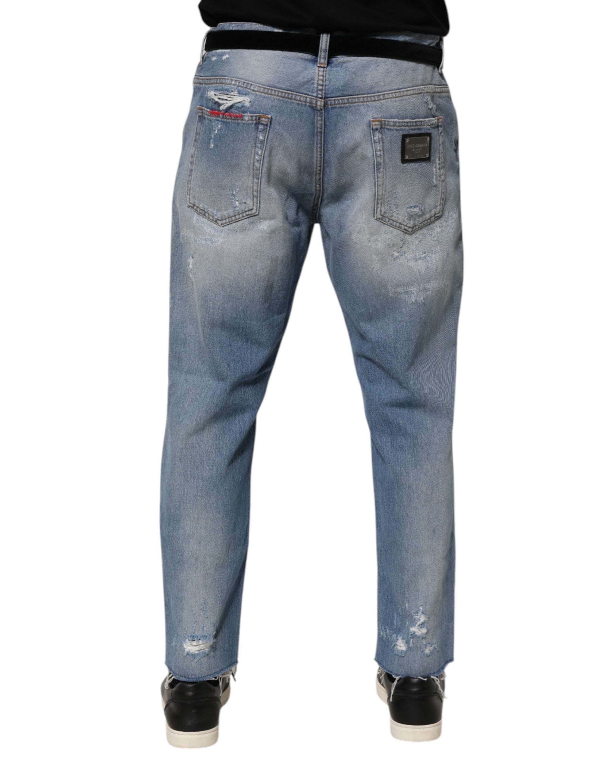 Kilaue Dolce & Gabbana blue distressed slim fit jeans side view

