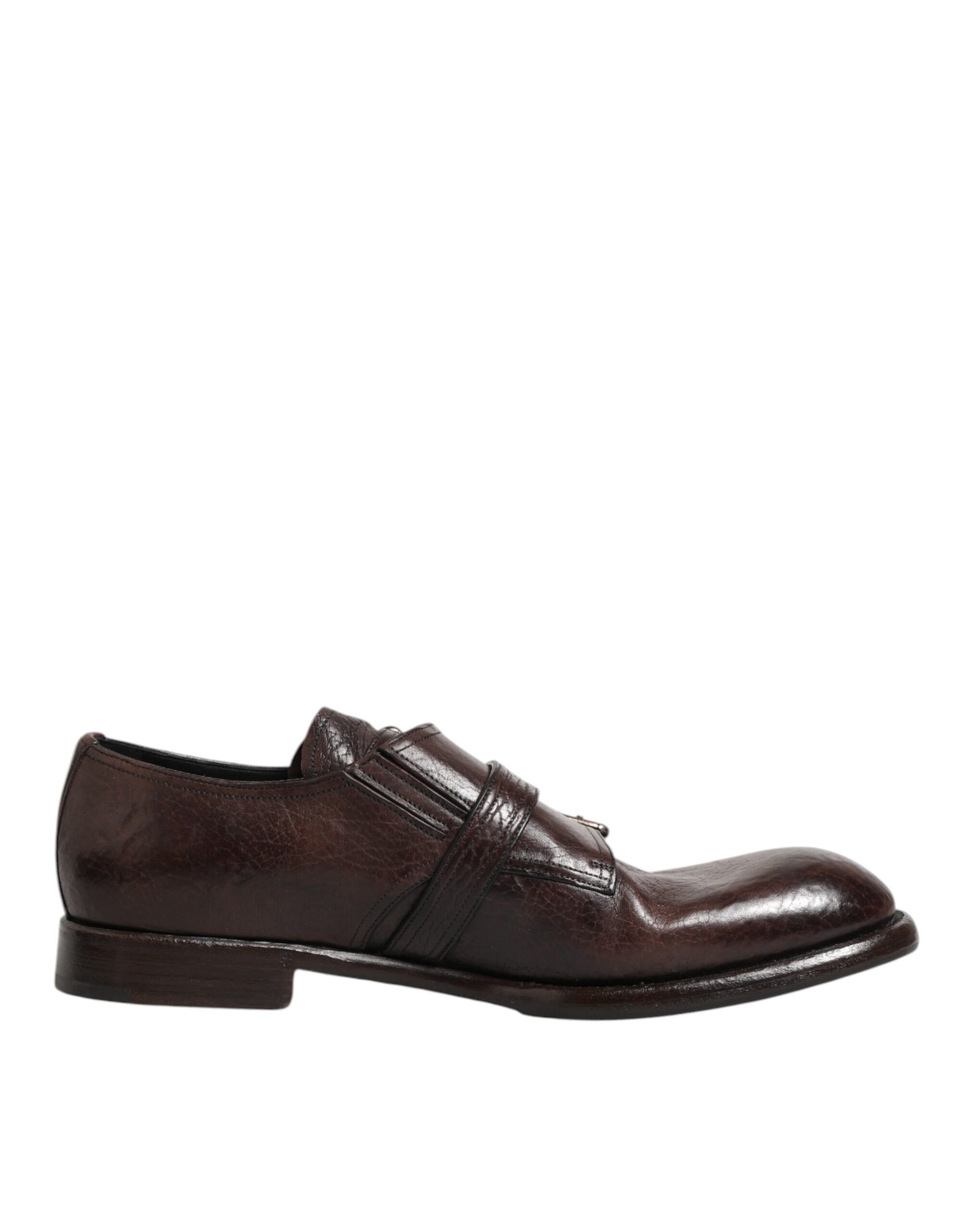 Kilaue Dolce & Gabbana brown leather monk strap shoes front view
