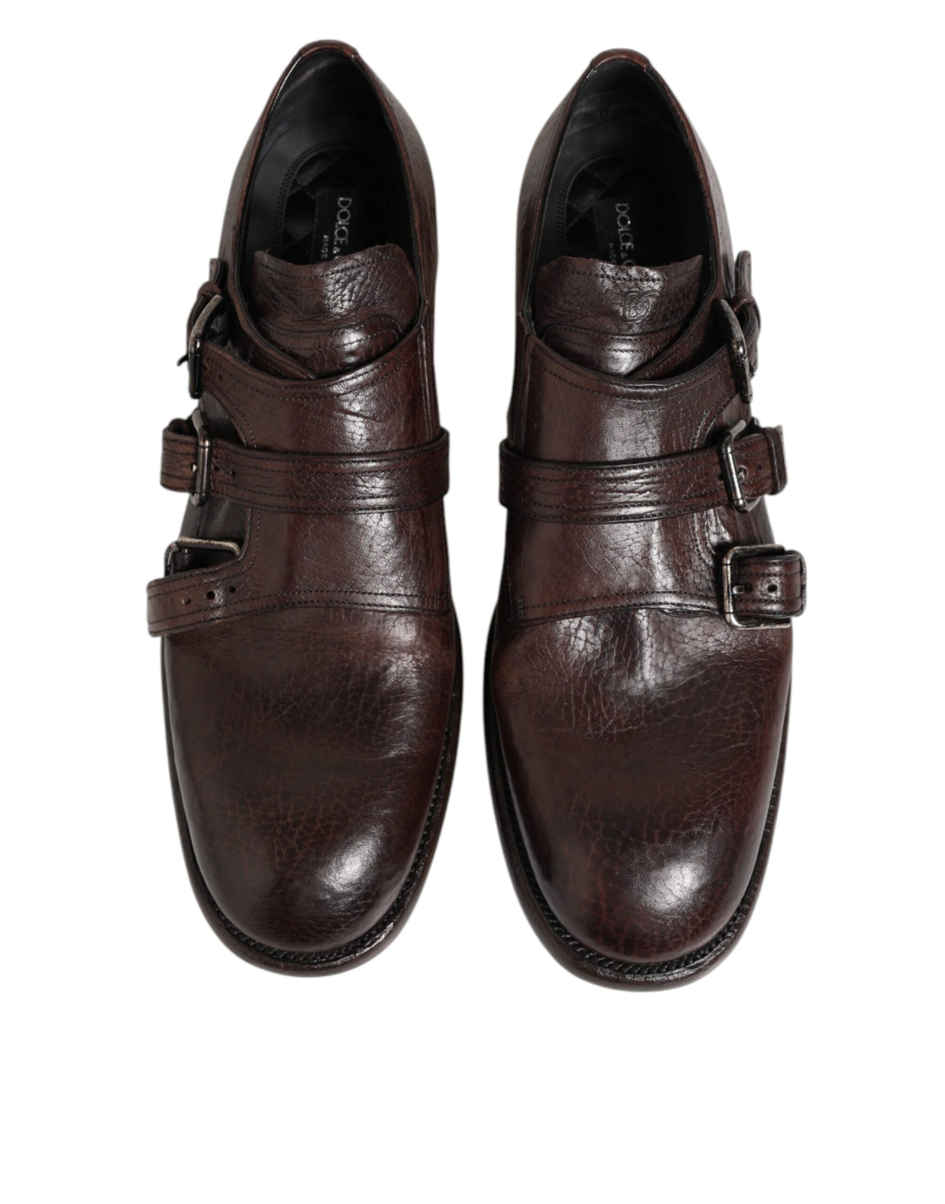 Kilaue Dolce & Gabbana brown leather monk strap shoes side view
