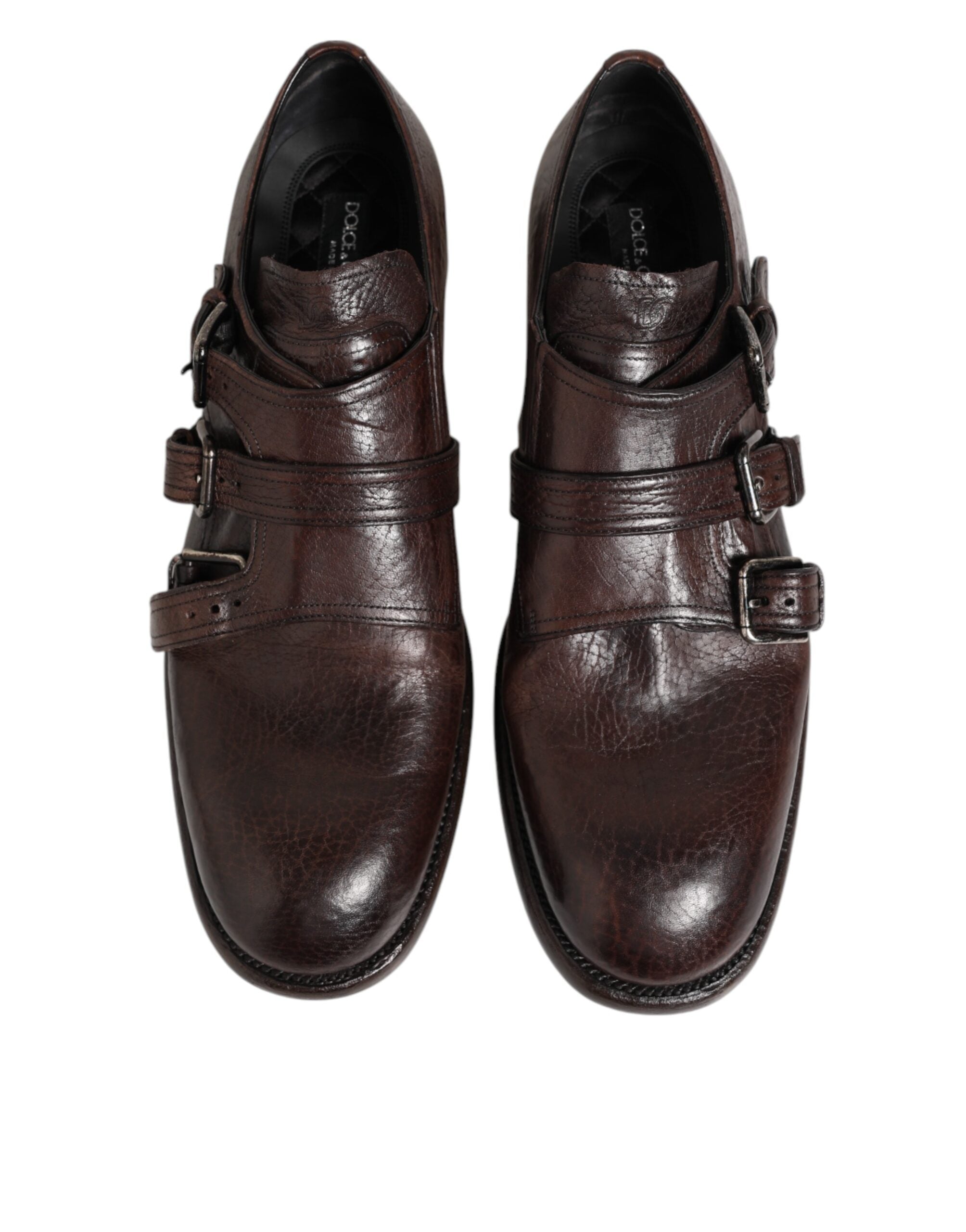 Kilaue Dolce & Gabbana brown leather monk strap shoes side view
