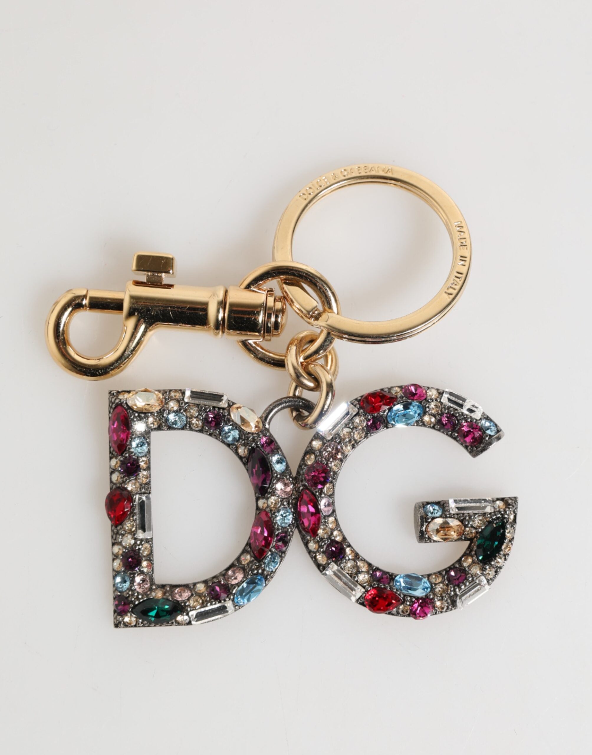 Kilaue Dolce & Gabbana crystal DG logo gold keychain back view

