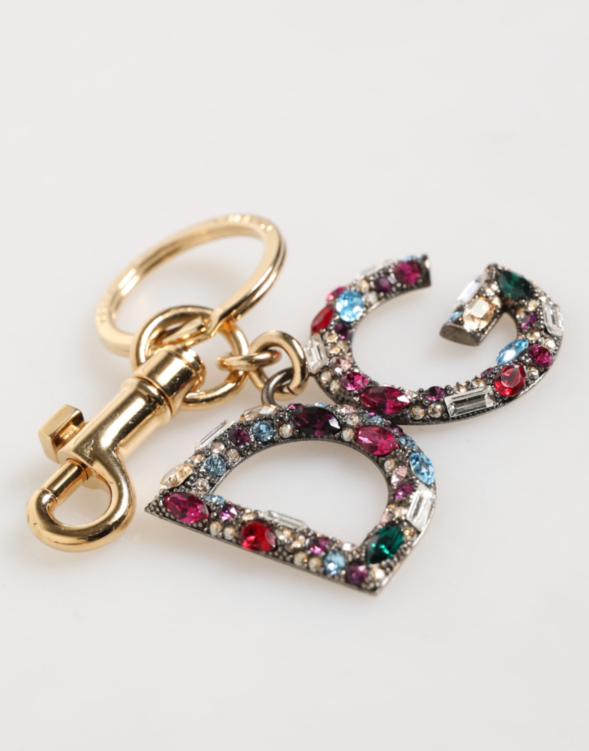 Kilaue Dolce & Gabbana crystal DG logo gold keychain closeup
