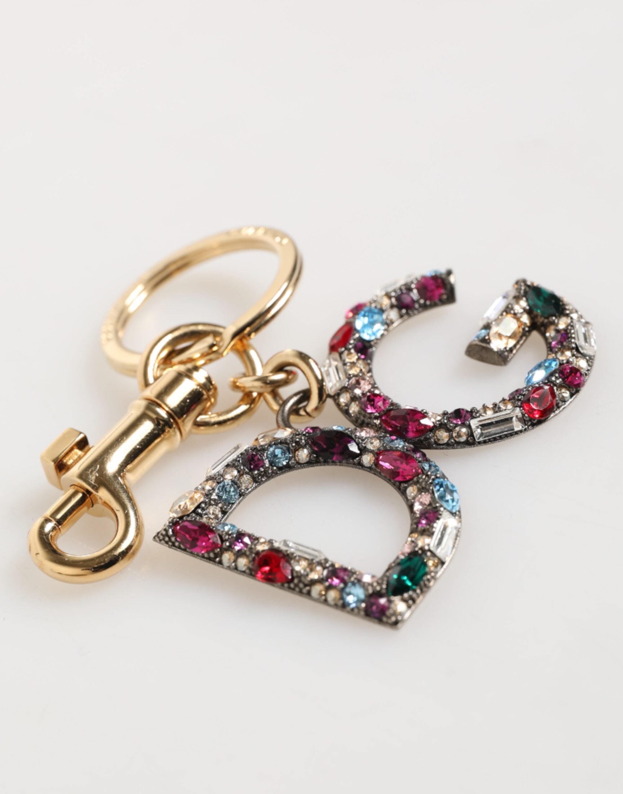 Kilaue Dolce & Gabbana crystal DG logo gold keychain closeup
